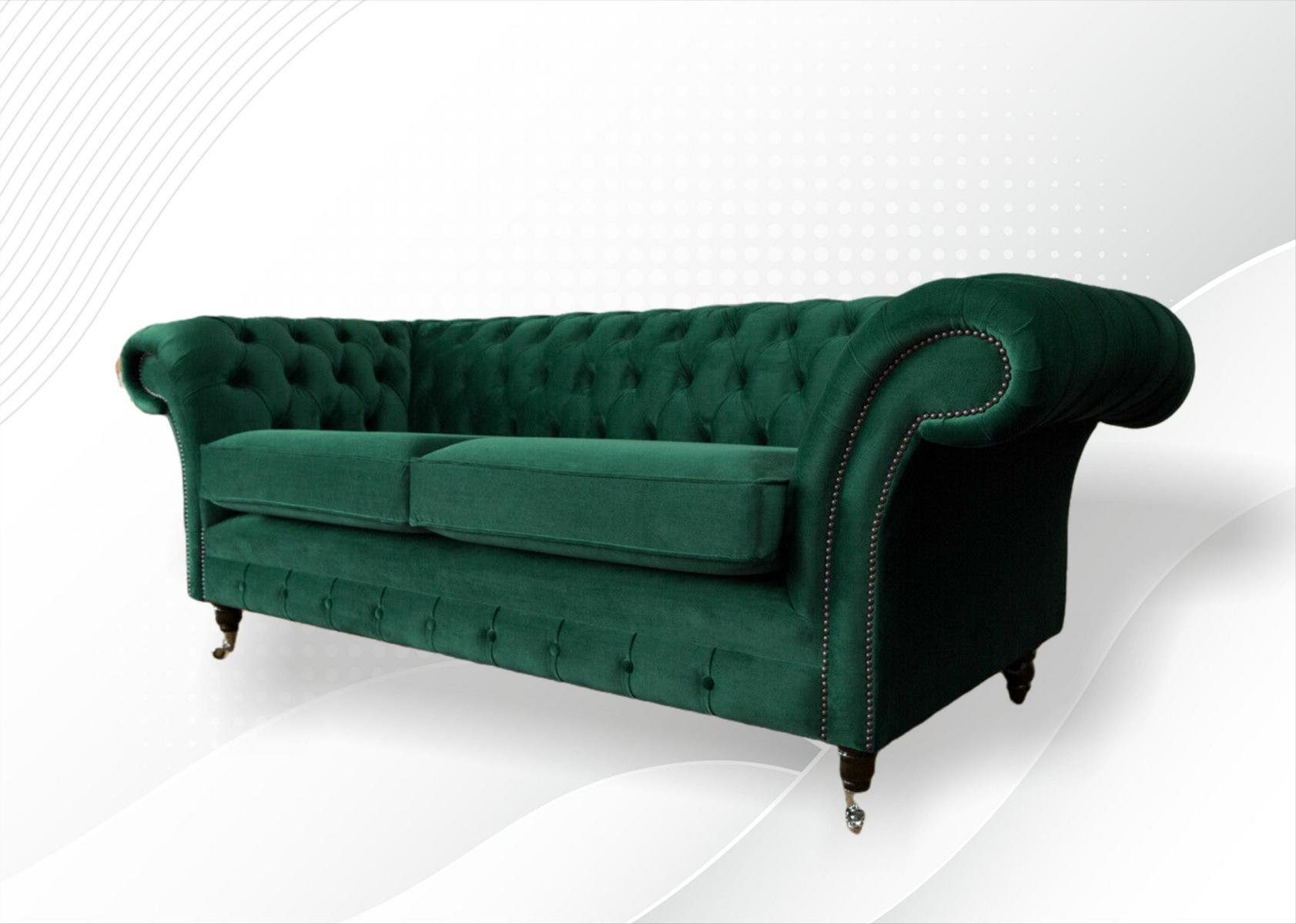 JVmoebel Chesterfield-Sofa, 3 225 Couch Design Chesterfield Sitzer Sofa cm
