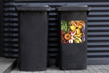 MuchoWow Wandsticker Obst - Gemüse - Farben (1 St), Mülleimer-aufkleber, Mülltonne, Sticker, Container, Abfalbehälter