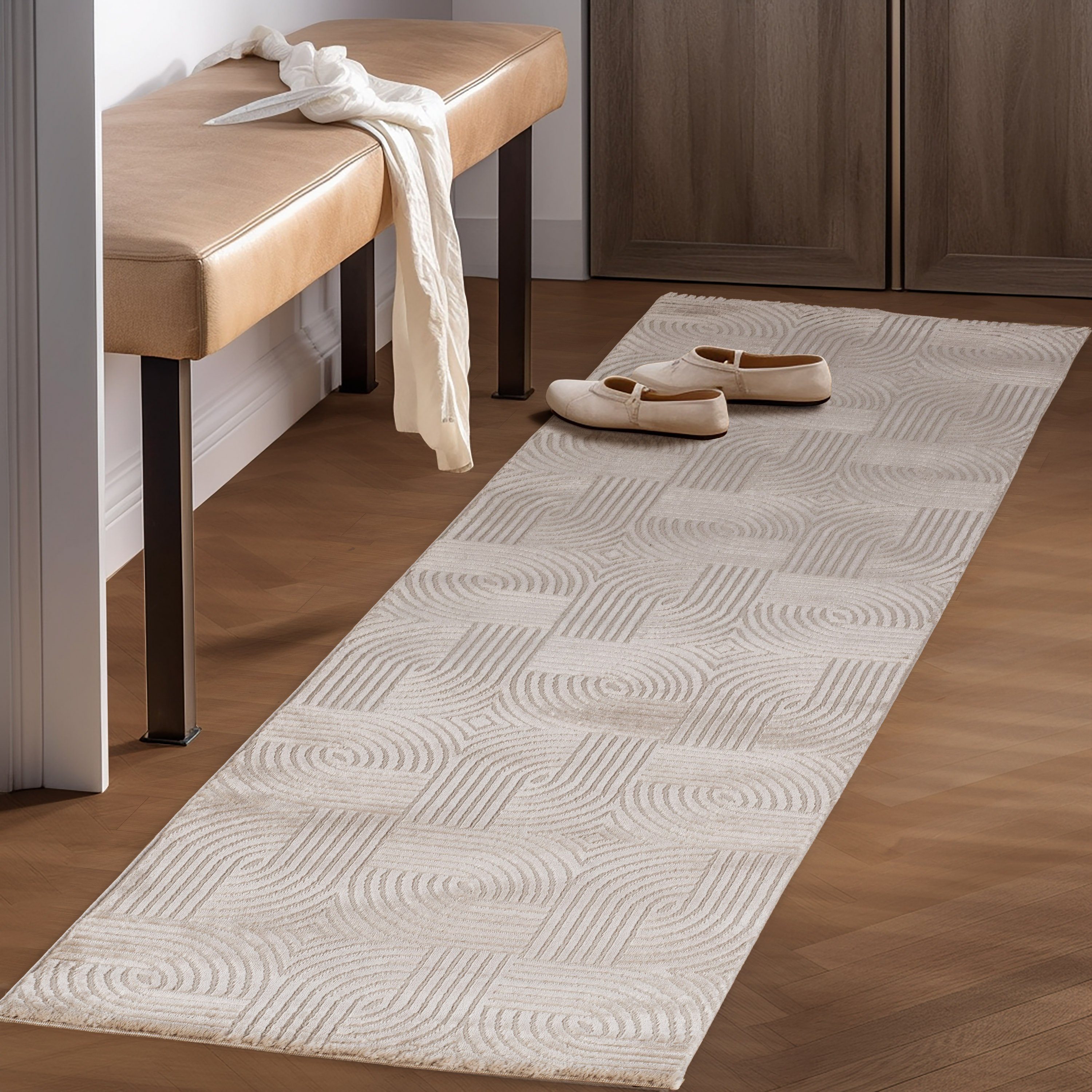 SIMPEX24 Kurzflor-Bettumrandung Skandinavisches Boho Muster, Höhe günstig online kaufen