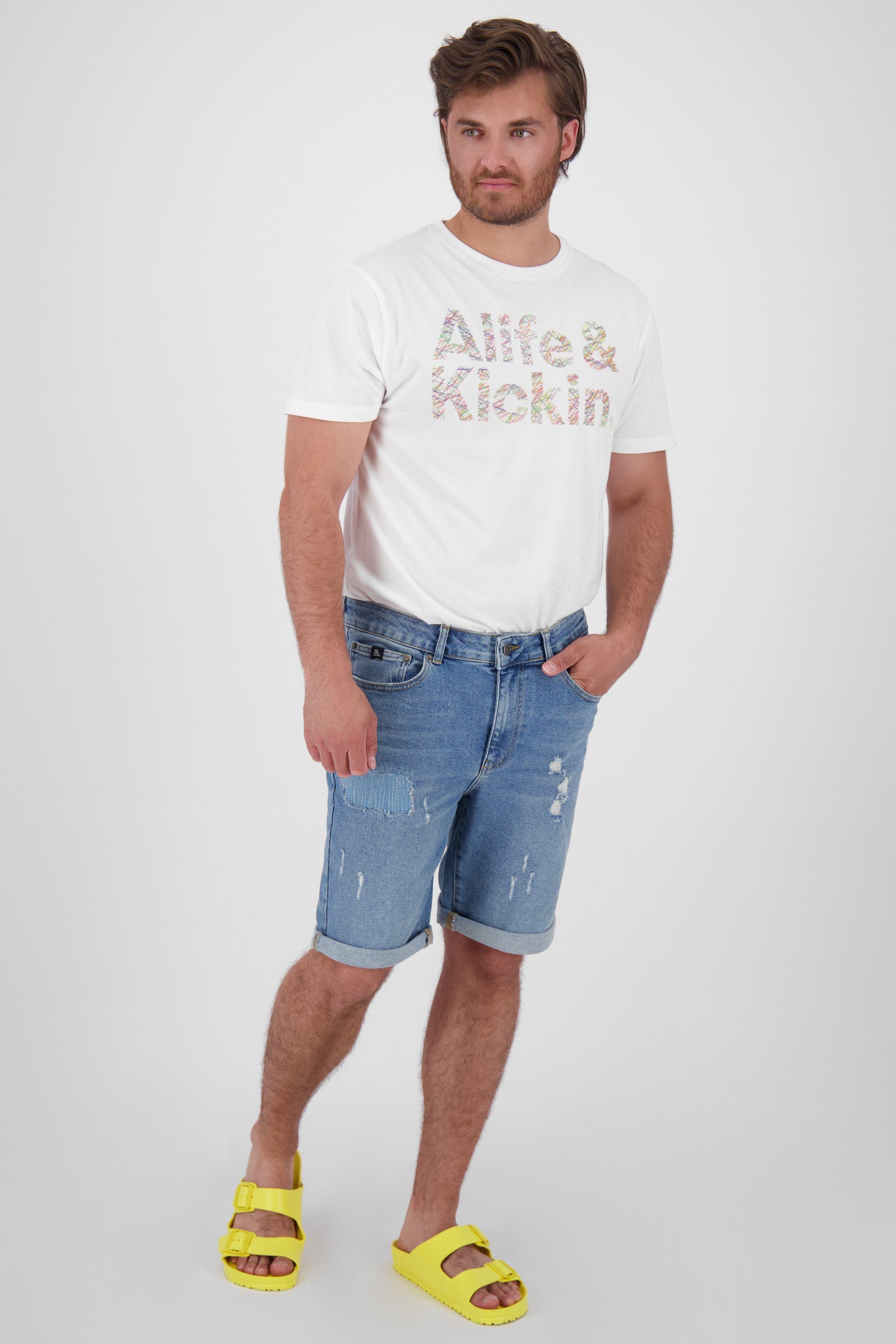 A DNM Herren Jeansshorts, light & Hose washed Shorts kurze MorganAK Kickin Shorts denim Alife
