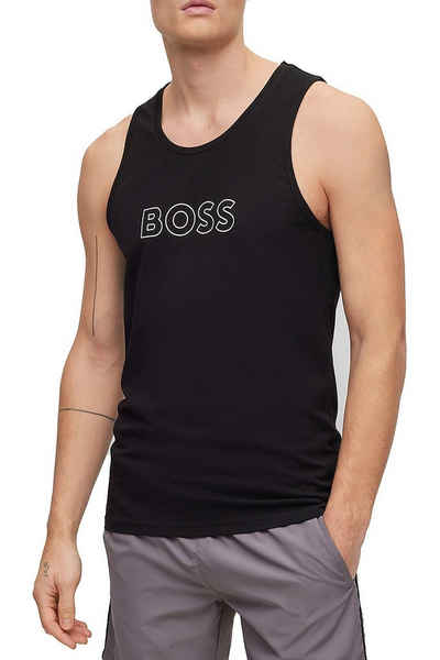 BOSS Tanktop Beach Shirt / Sportshirt (1-tlg) ohne Arm, mit Logo Print - reine Baumwolle