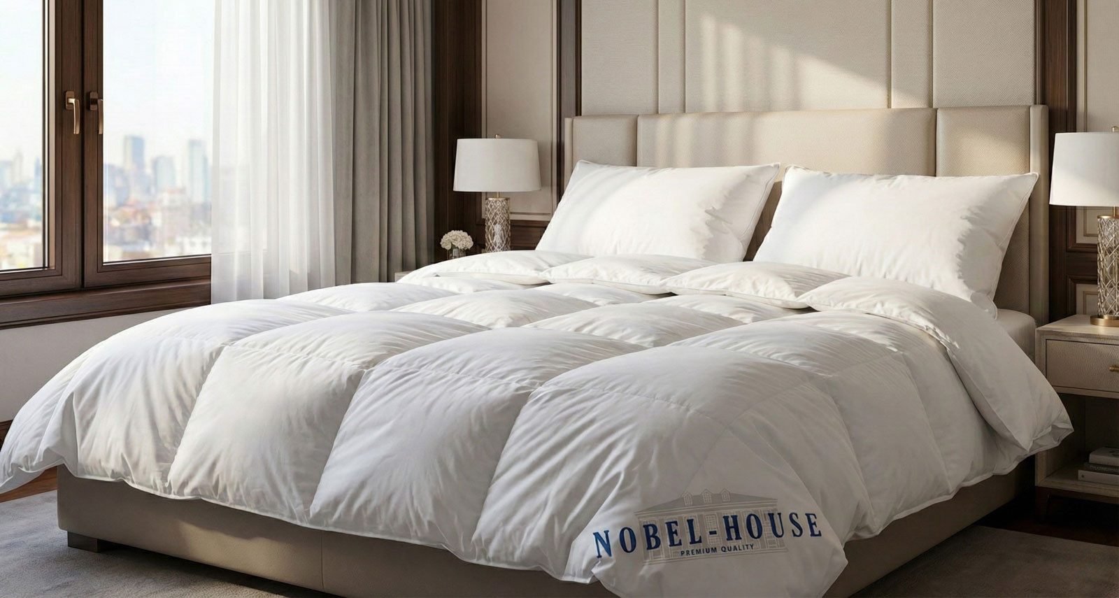 HANSKRUCHEN Daunenbettdecke Noble House, Füllung: 90% Daunen, 10% Federn, Bezug: 100% Baumwolle, allergikerfreundlich