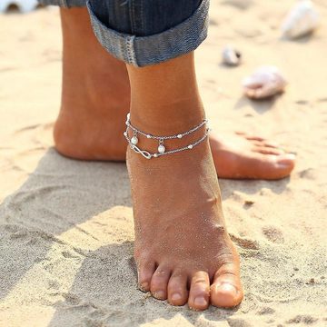 Alster Herz Fußkette mit Anhänger Hübsches trendiges Damen Fusskettchen, Infinityanhänger, J0449 (1-teilig, 1-tlg), Ideal für den Sommer und Urlaub am Strand