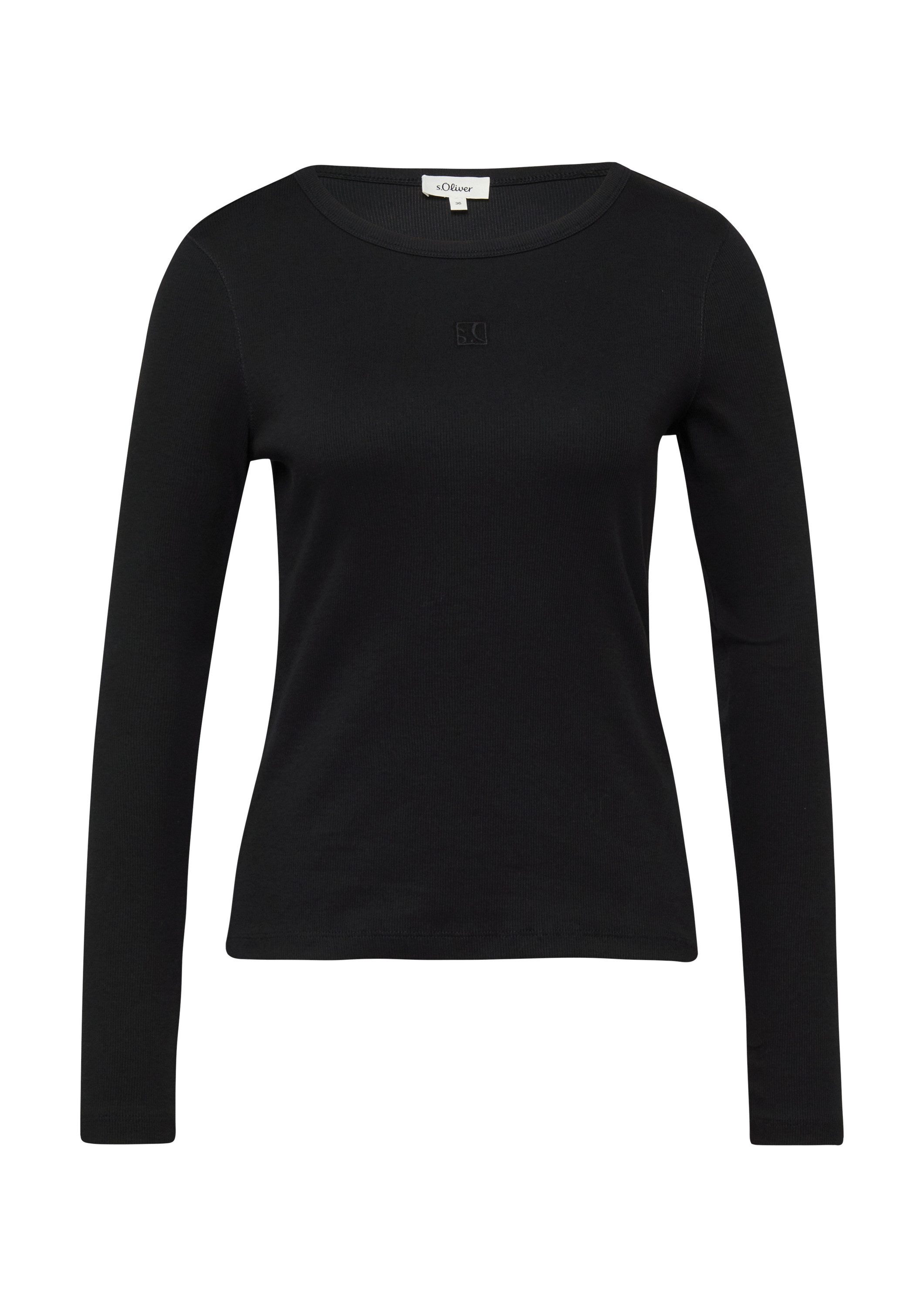 s.Oliver Langarmshirt T-Shirt Geripptes Langarmshirt im Slim Fit mit Sticke günstig online kaufen