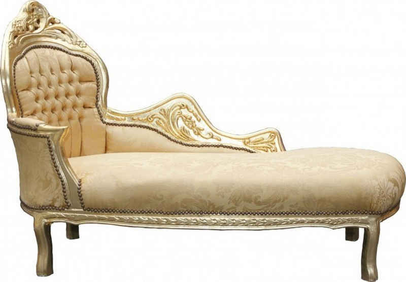 Casa Padrino Chaiselongue Barock Chaiselongue Mod2 Gold Muster/Gold Linke Seite - Barock Möbel