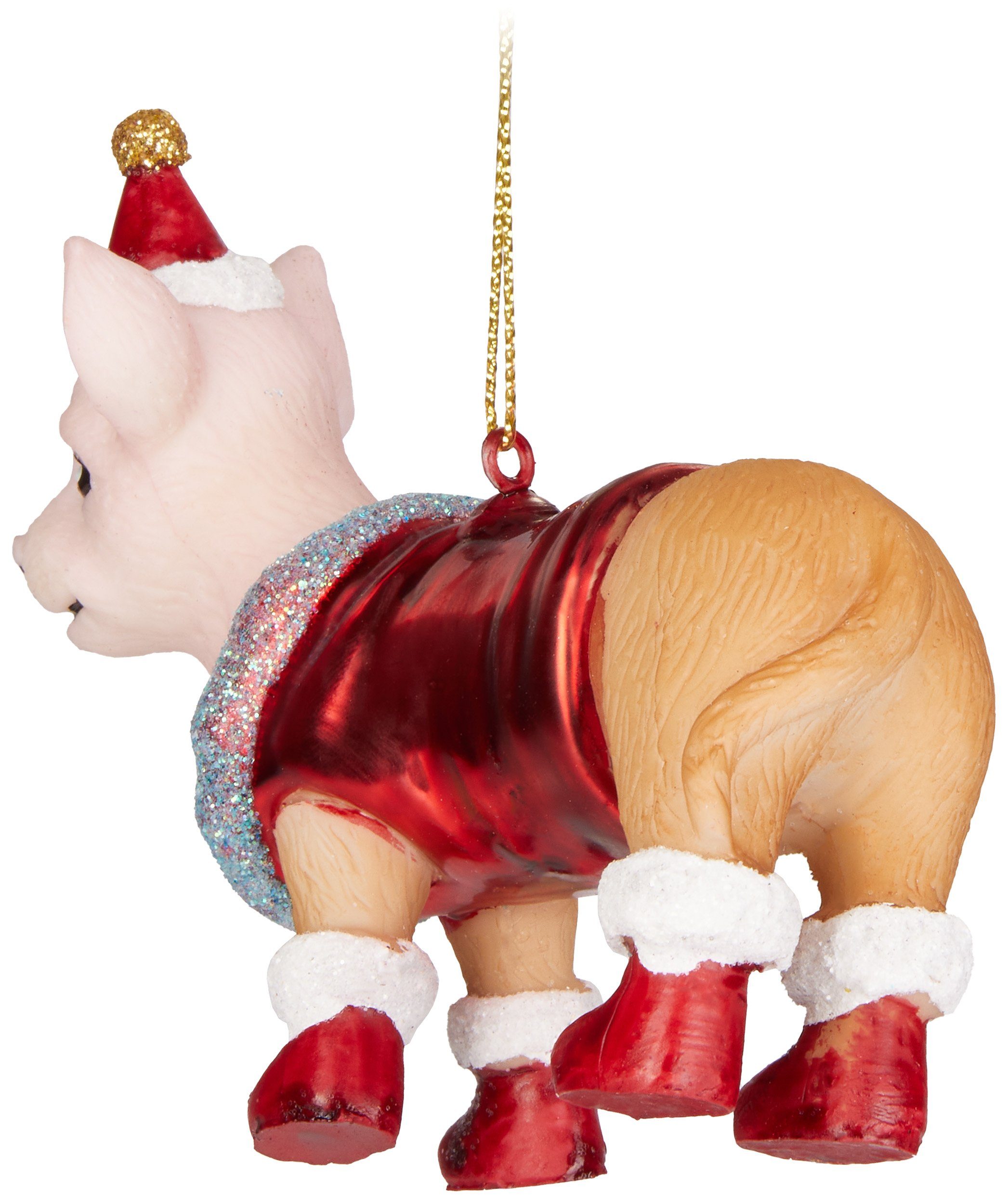 aus Glas Rot Baumkugel als Chihuahua Mundgeblasene Anhänger Lustige - (1-tlg), Weihnachtskugel Hellbraun Deko Kleiner Hund Handbemalte Christbaumschmuck Weihnachtsmann - cm BRUBAKER 9,3 Christbaumkugel Figuren