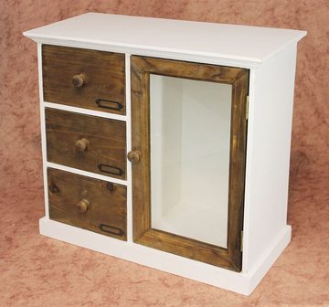 DanDiBo Schmuckschrank Minikommode Schubladen mit Tür Holz Schubladenschrank 12019 Küchenschrank Natur Regal 50 cm Shabby Chic Küchenregal Vitrine