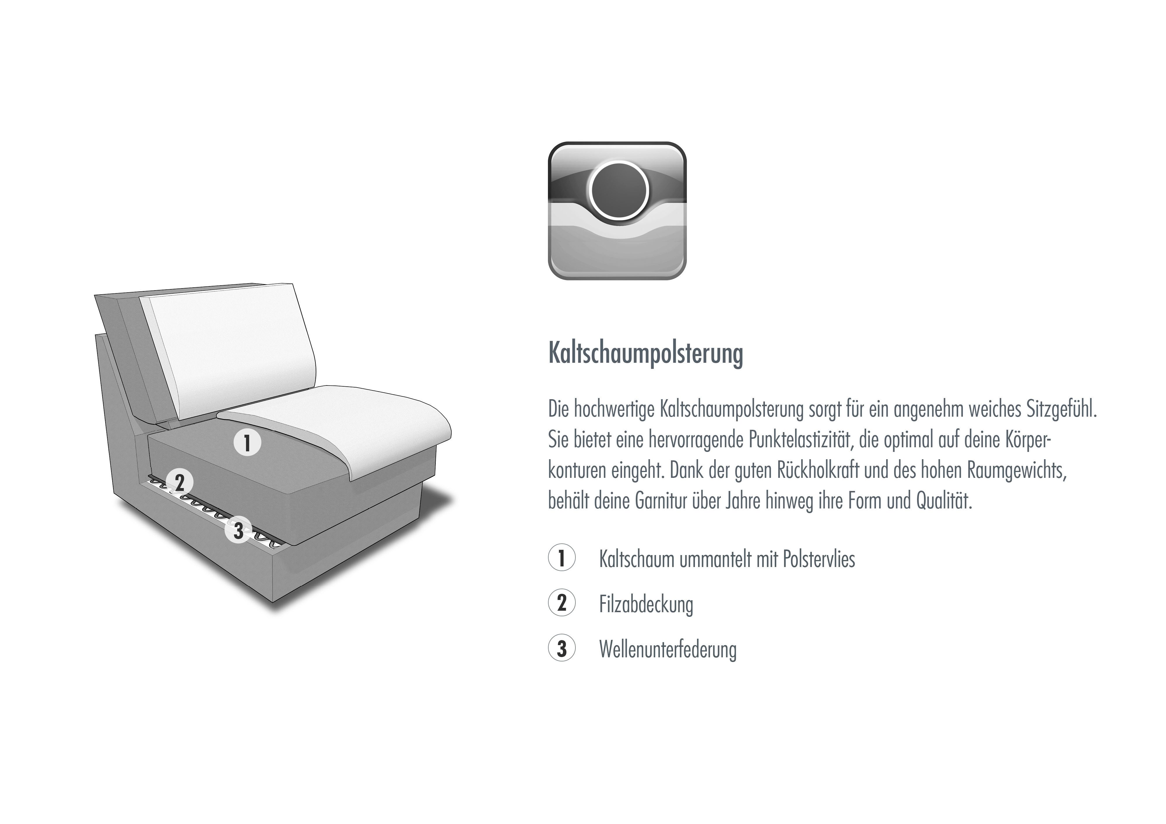 Die PlanBar Ecksofa MP-IN16012 L-Form Kaltschaum-Polsterung, inkl. Sitztiefenverstellung, optional mit Funktionen