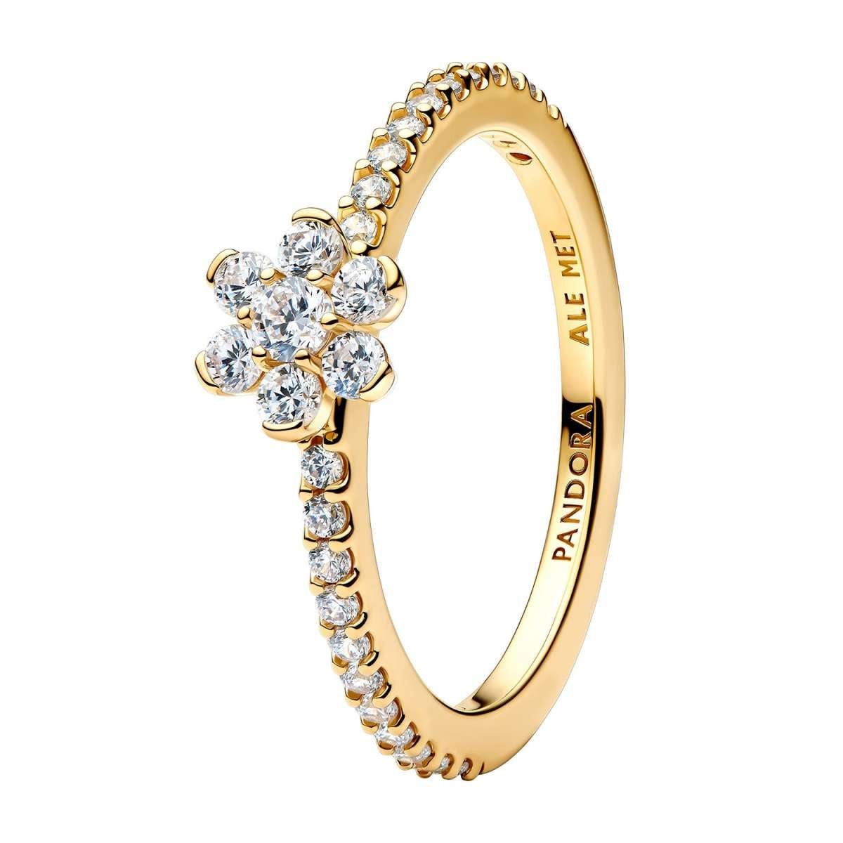 Pandora Fingerring 164499C01, Damenring Funkelnde Blume Goldfarben