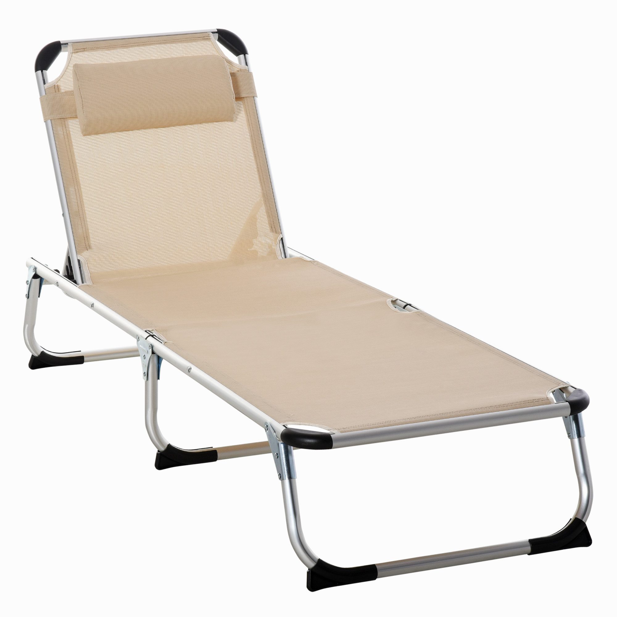 CHICFURN Gartenliege Faltbare Sonnenliege 4-fach verstellbar faltbar ergonomisch, Packung, 1 St., Gartenliege für Terrasse, Garten & Strand, in Beige, Leichte Relaxliege für entspannte Stunden im Freien, 165x60x76 cm