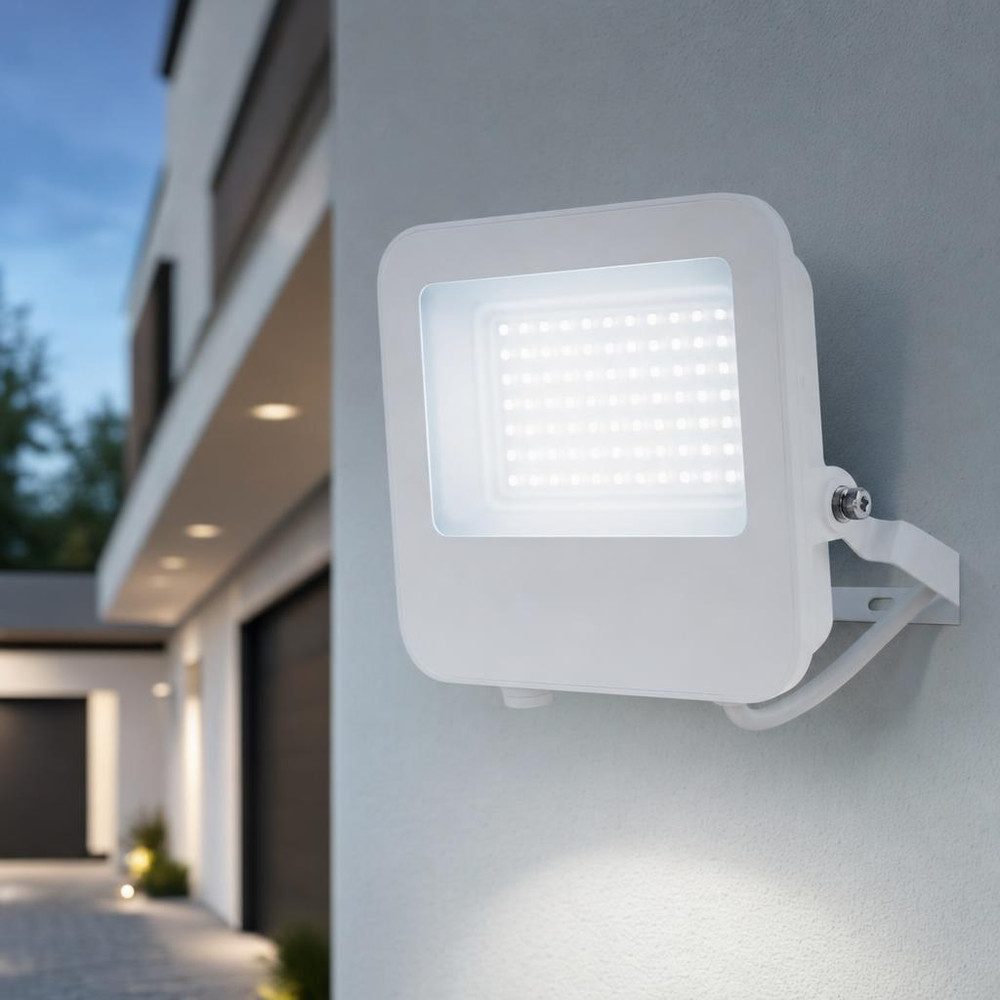 V-TAC LED Flutlichtstrahler, LED-Leuchtmittel fest verbaut, Kaltweiß, Tageslichtweiß, LED Flutlichtstrahler Außenwandlampe Aluminium Weiß IP65 Außenleuchte