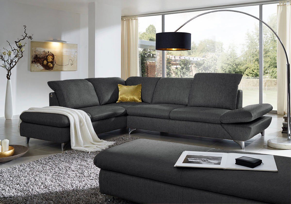 W.SCHILLIG Ecksofa Taoo, elegant und zeitlos, bequem, L-Form, Breite 296cm, mit Sitziefenverstellung & Kopfteilverstellung