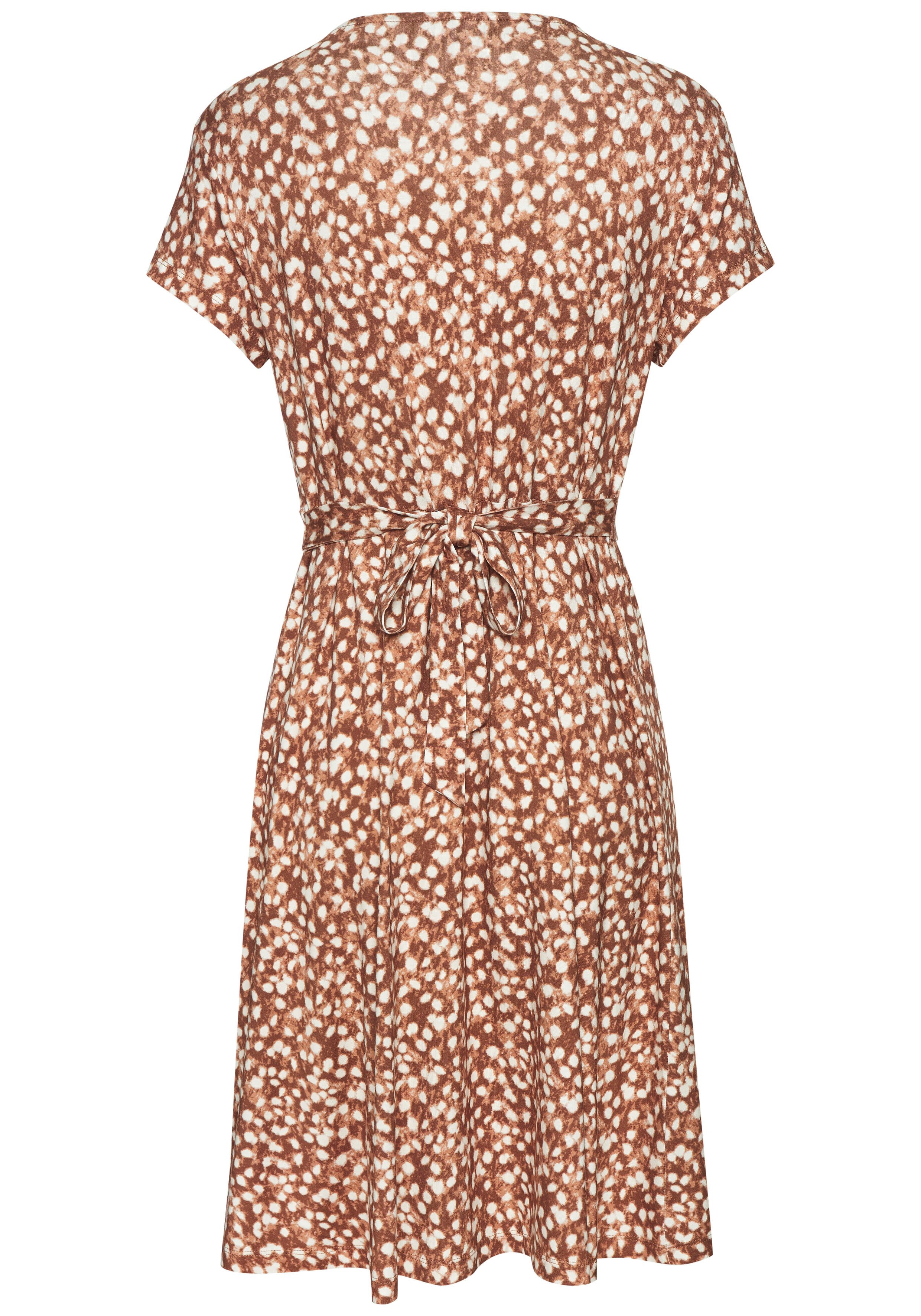 Vivance Jerseykleid mit Pünktchendruck und V-Ausschnitt figurschmeichelndes Sommerkleid, Strandkleid, Viskosekleid, Shirtkleid