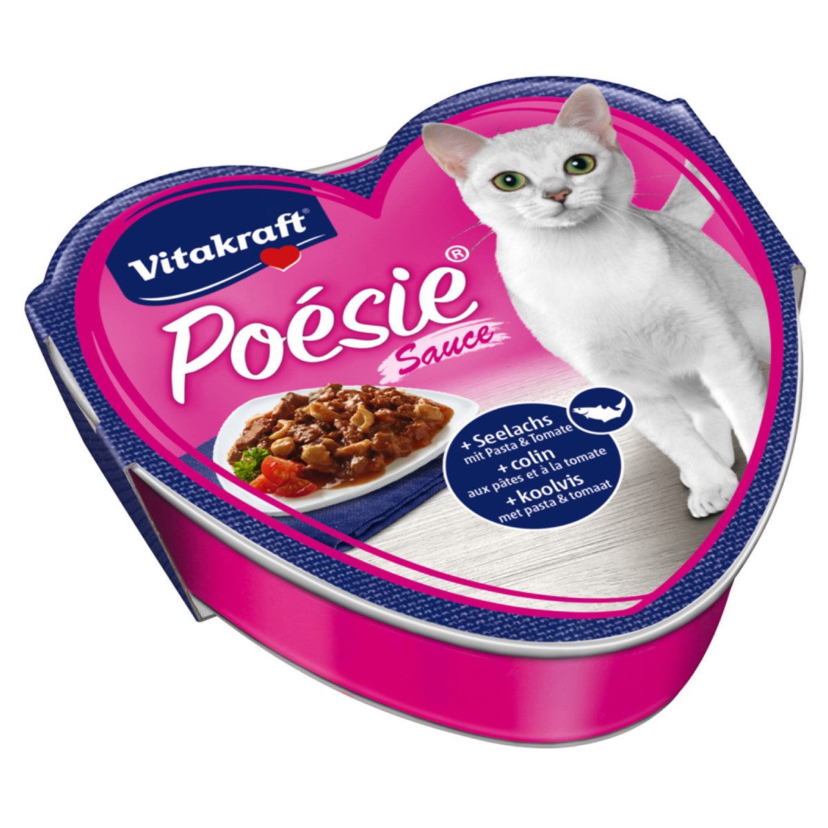 Vitakraft Poésie® + Seelachs mit Pasta & Tomate in Sauce 85 g, Nassfutter für: Katze