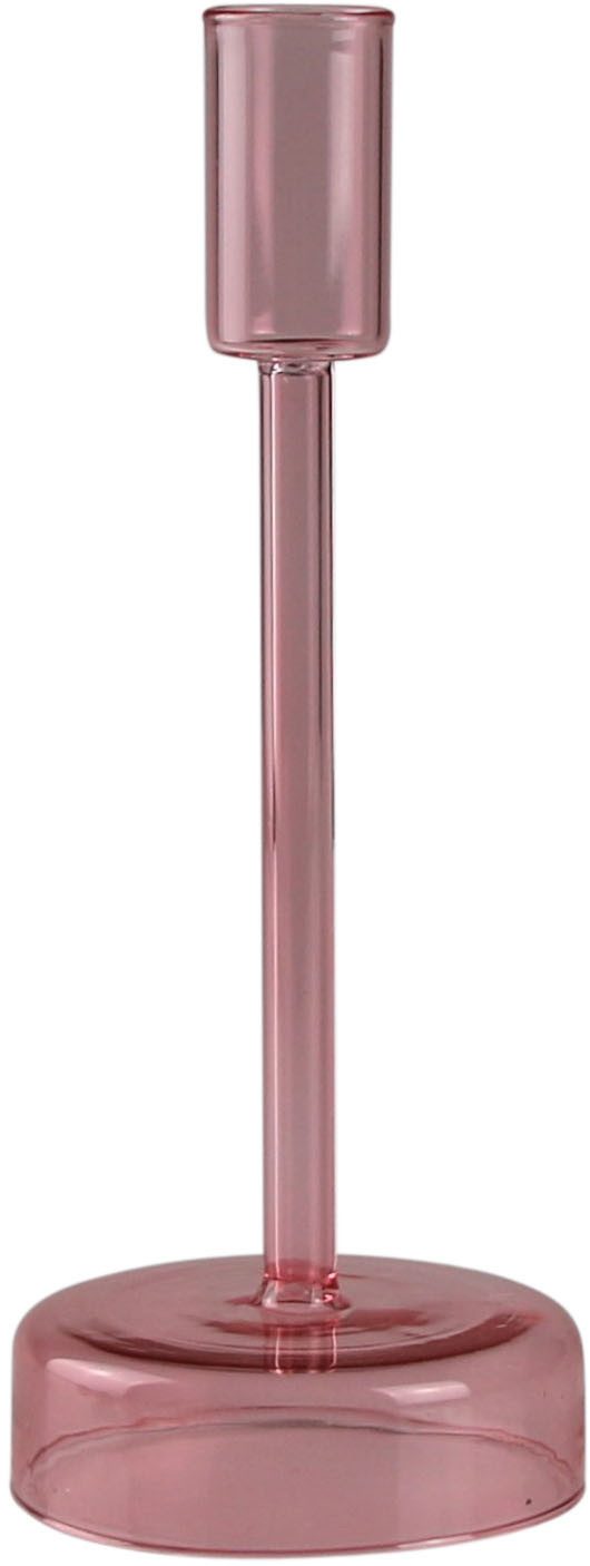 AM Design Kerzenständer aus roséfarbenem Glas, stilvolle Ergänzung für romantische Dekorationen