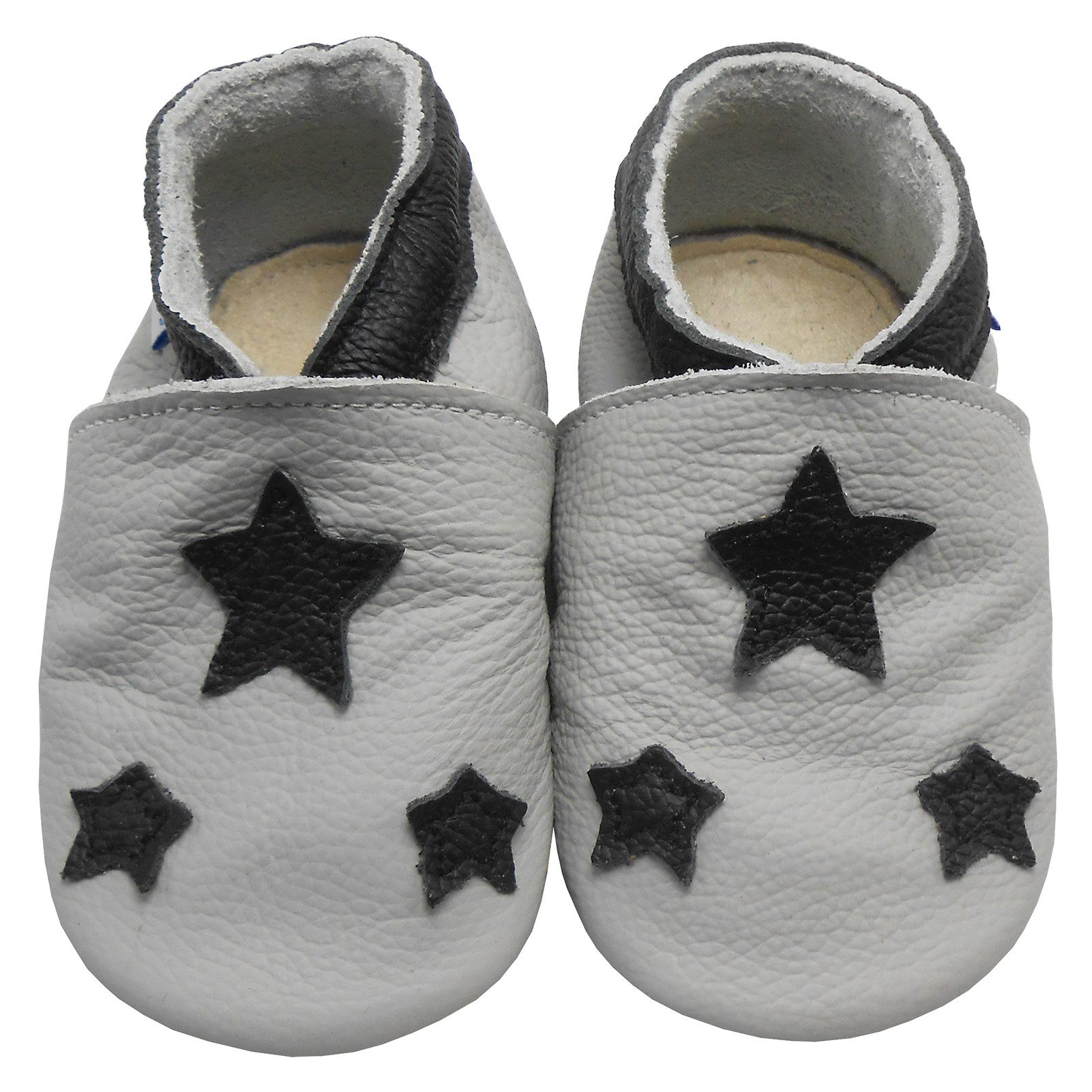 Yihakids Weiches Leder Baby Krabbelschuhe für draußen mit Gummisohle Stern Krabbelschuh Gummisohle
