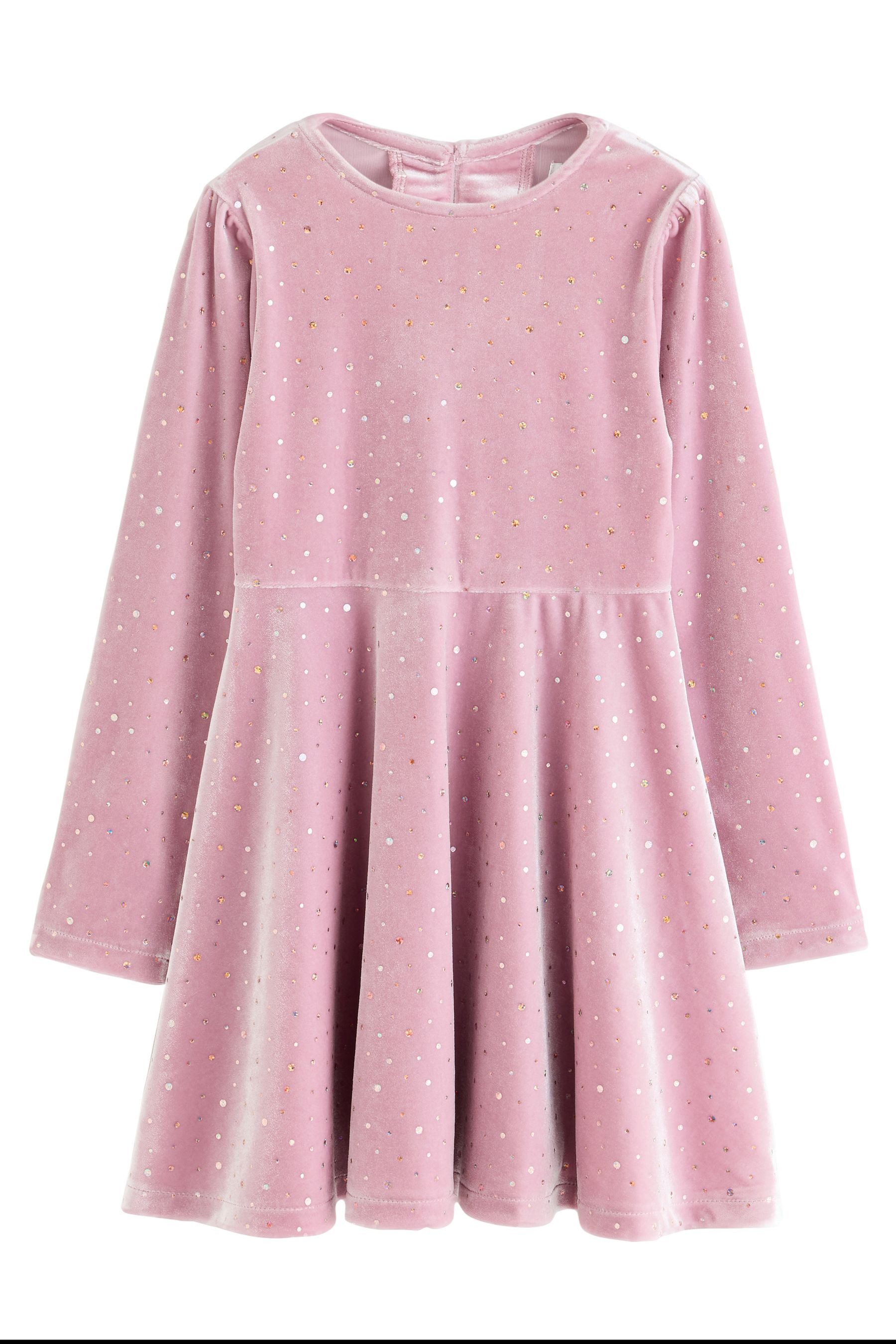 Next Samtkleid Funkelndes Kleid aus Samt mit langen Ärmeln (1-tlg)