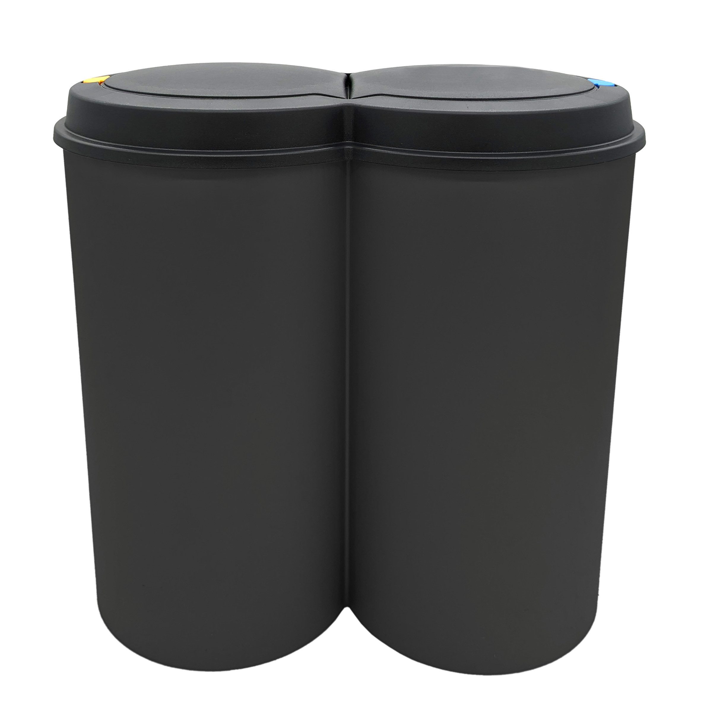 Spetebo Mülleimer Abfalleimer 2x25 Liter Duo Bin Doppel Müll Eimer Abfall Trenner, Deckel mit Druckknopf