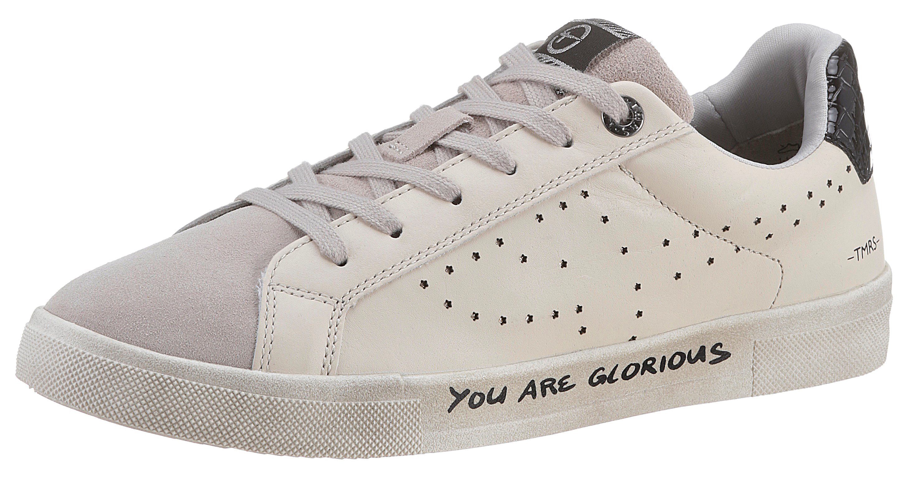 Tamaris ALEXIA Sneaker WHITE/LT GREY seitlicher (21203615) Sternchen-Perforation mit