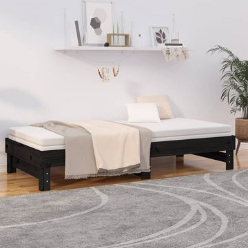 vidaXL Bett Tagesbett Ausziehbar Schwarz 2x(90x200) cm Massivholz Kiefer