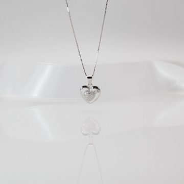 ELLAWIL Herzkette Silberkette Damen Kette mit Herzanhänger Herzkette Halskette (Kettenlänge 50 cm, Sterling Silber 925), inklusive Geschenkschachtel