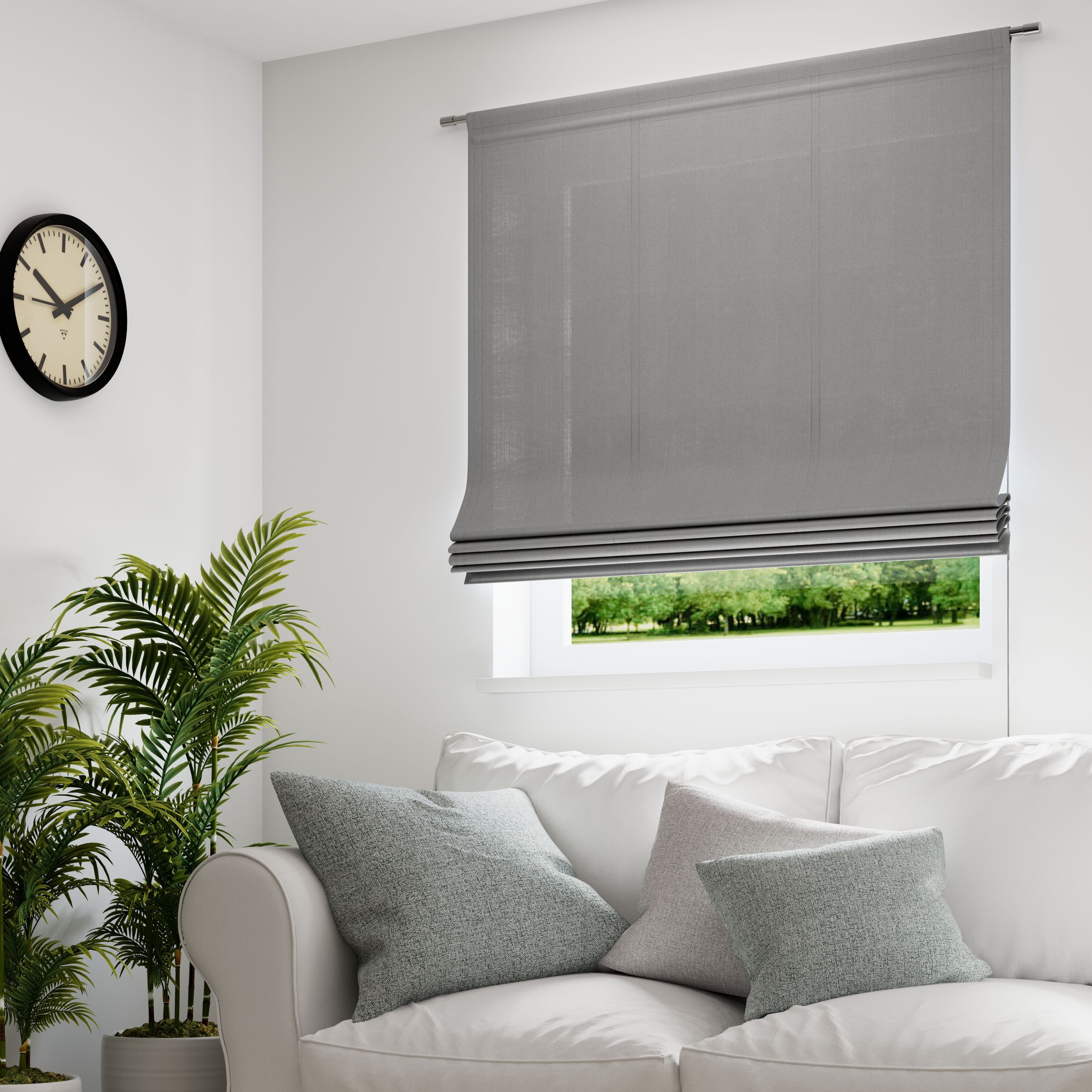 Neutex for you! Raffrollo LINESSA, mit Paneelwagen, freihängend, dezent natürliche Optik