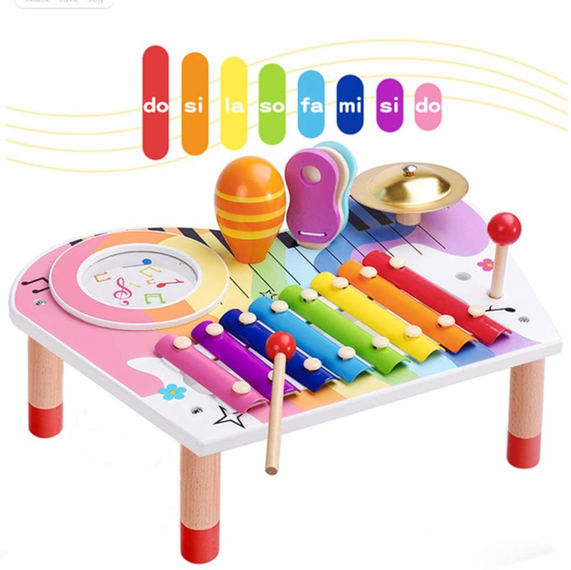 23PCS Holz Percussion Set für Kleinkinder und Baby Musik Kinderspielzeug Geschenke Paochocky Musikinstrumente Kinder Set Xylophon Percussion Instrumente mit Tragetasche