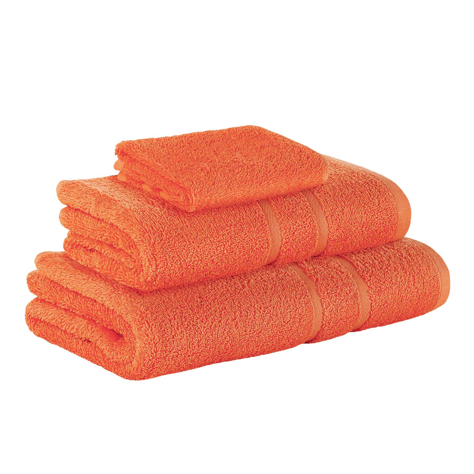 Handtuch 500GSM Farben in als 3er 100% verschiedenen Teilig) (3 SET Frottee 1x 500 Orange Handtuch 1x Gästehandtuch Duschtuch Set GSM Baumwolle Baumwolle 100% Pack, StickandShine 1x Handtuch