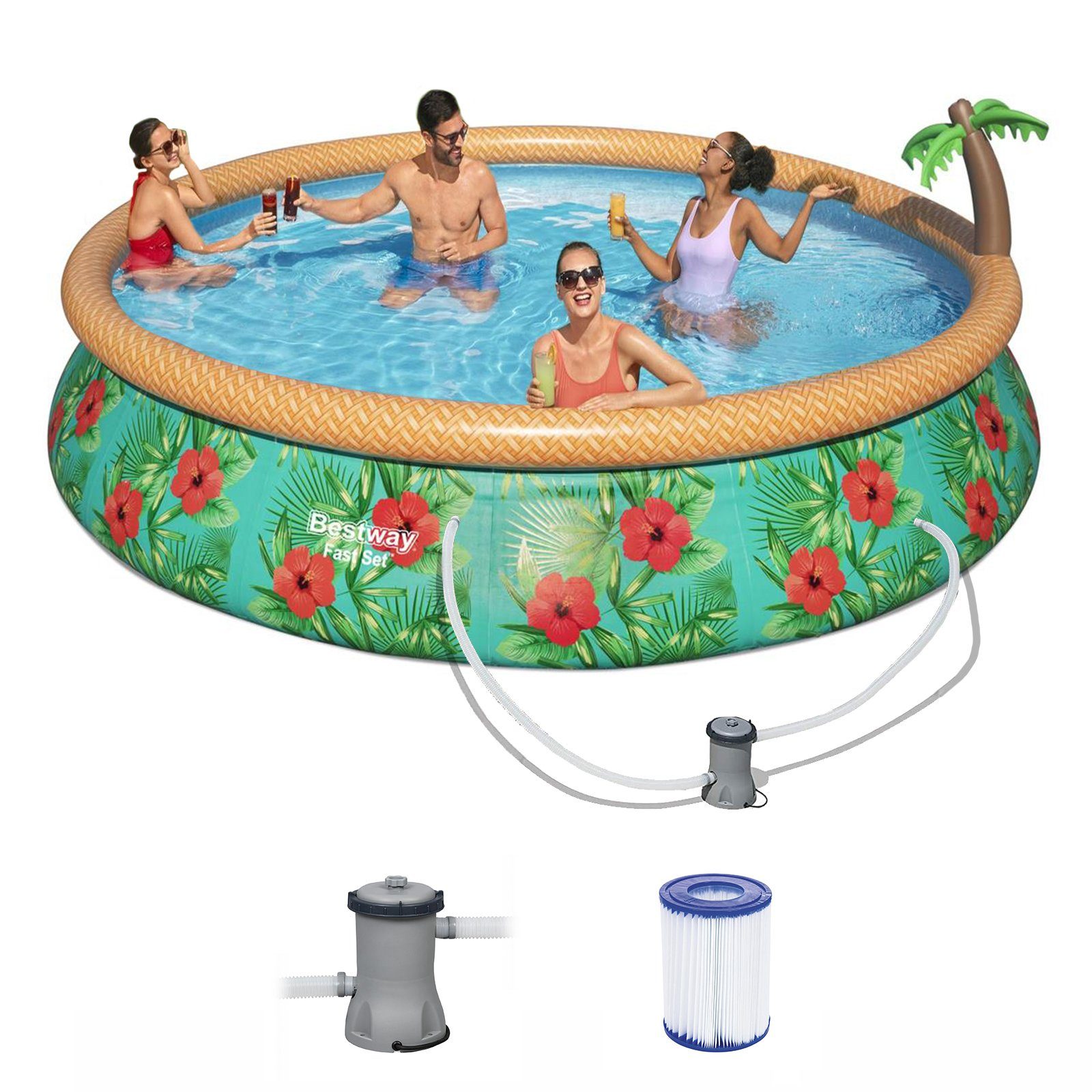 BESTWAY QuickUp Pool 57416 Fast Set Pool Paradise Palms Swimmingpool