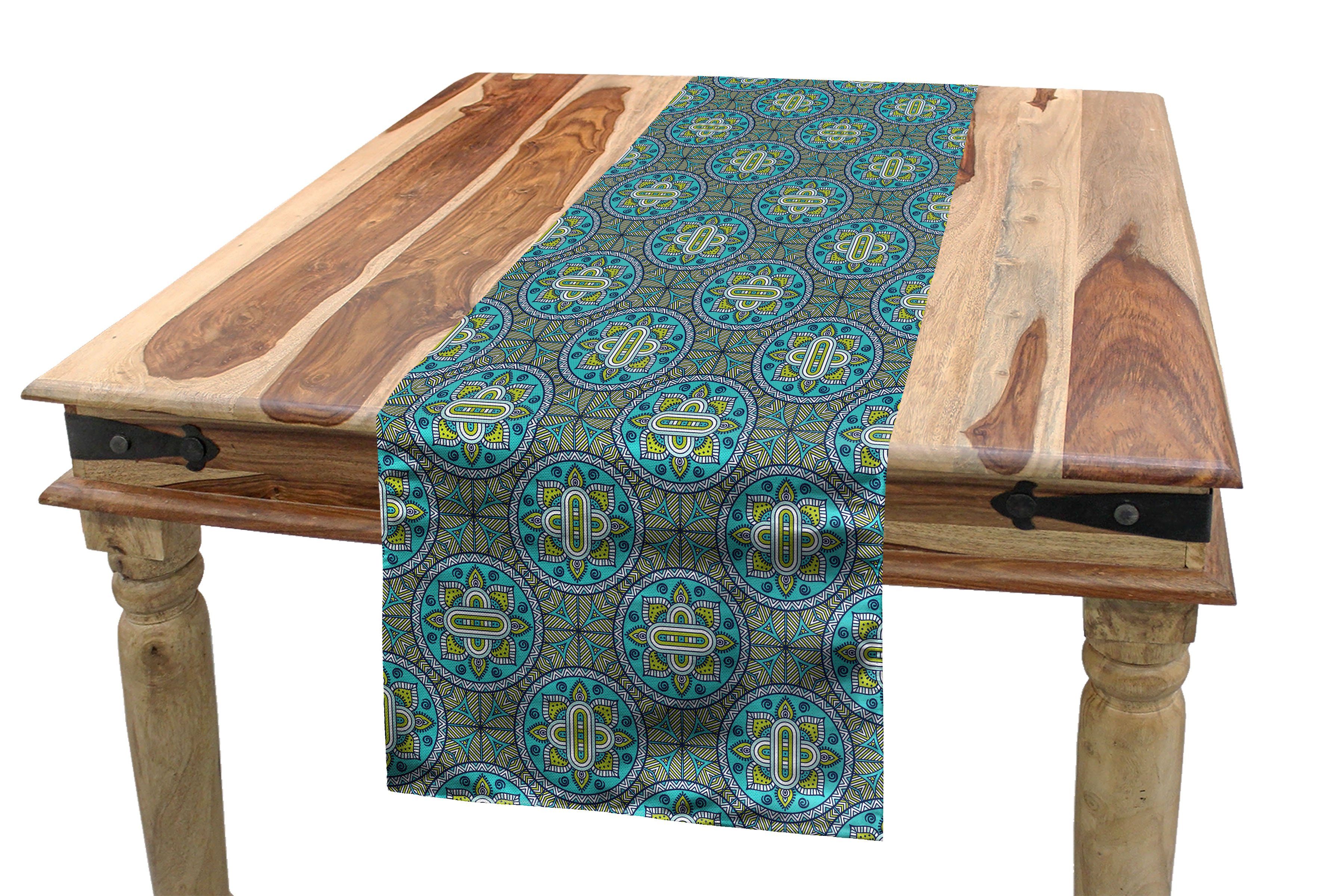 Abakuhaus asiatisch Küche Esszimmer Tischläufer Rechteckiger Mystical Ornament Dekorativer Tile Tischläufer,