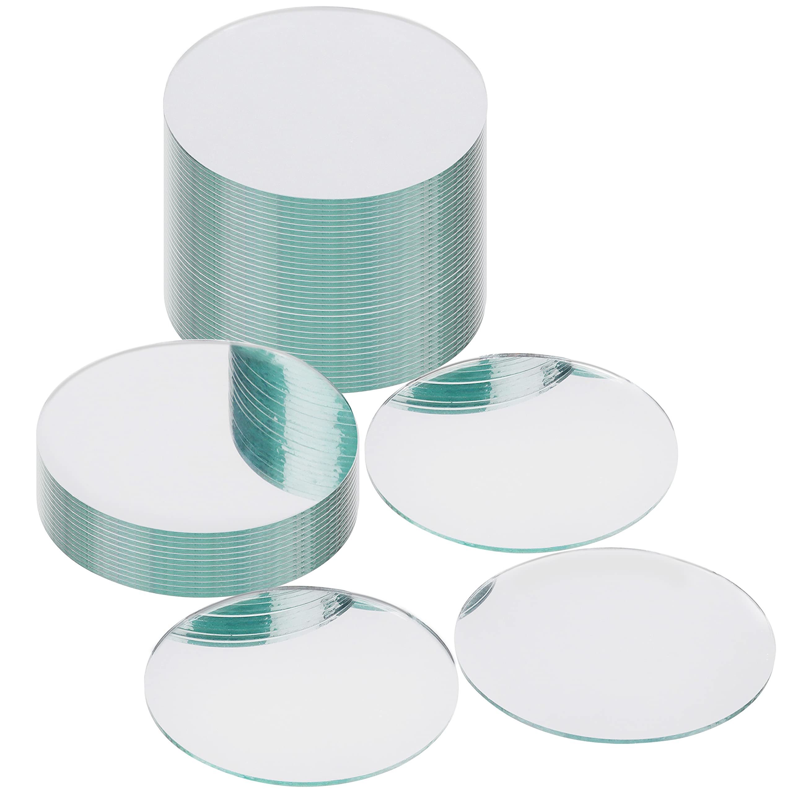Belle Vous Mosaikfliesen Spiegelset für Bastelarbeiten und Dekoration, 50 Stück, 7,5 cm, rund, Glas 9.00x9.00, Braun