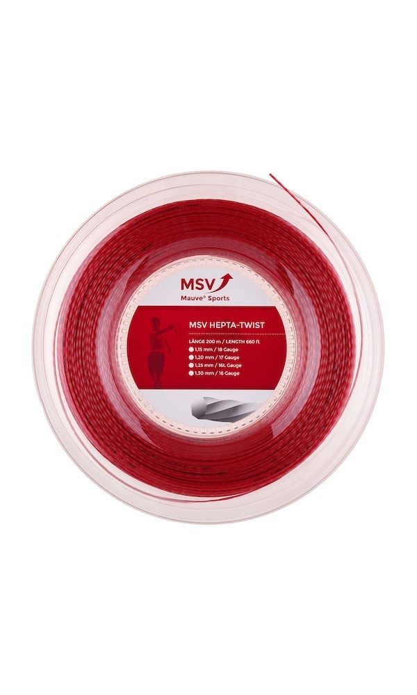 Tennissaite Hepta Twist (Haltbarkeit+Spin) rot 200m Rolle