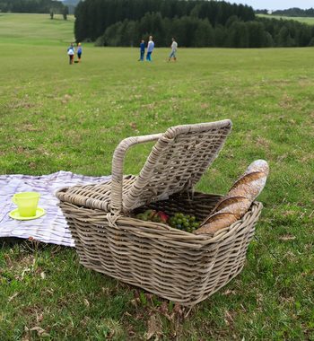 Spetebo Picknickkorb Rattan Picknickkorb mit Deckel (Stück, 1 St., 1), 50 x 35 cm - Weidenkorb natur mit Tragegriff