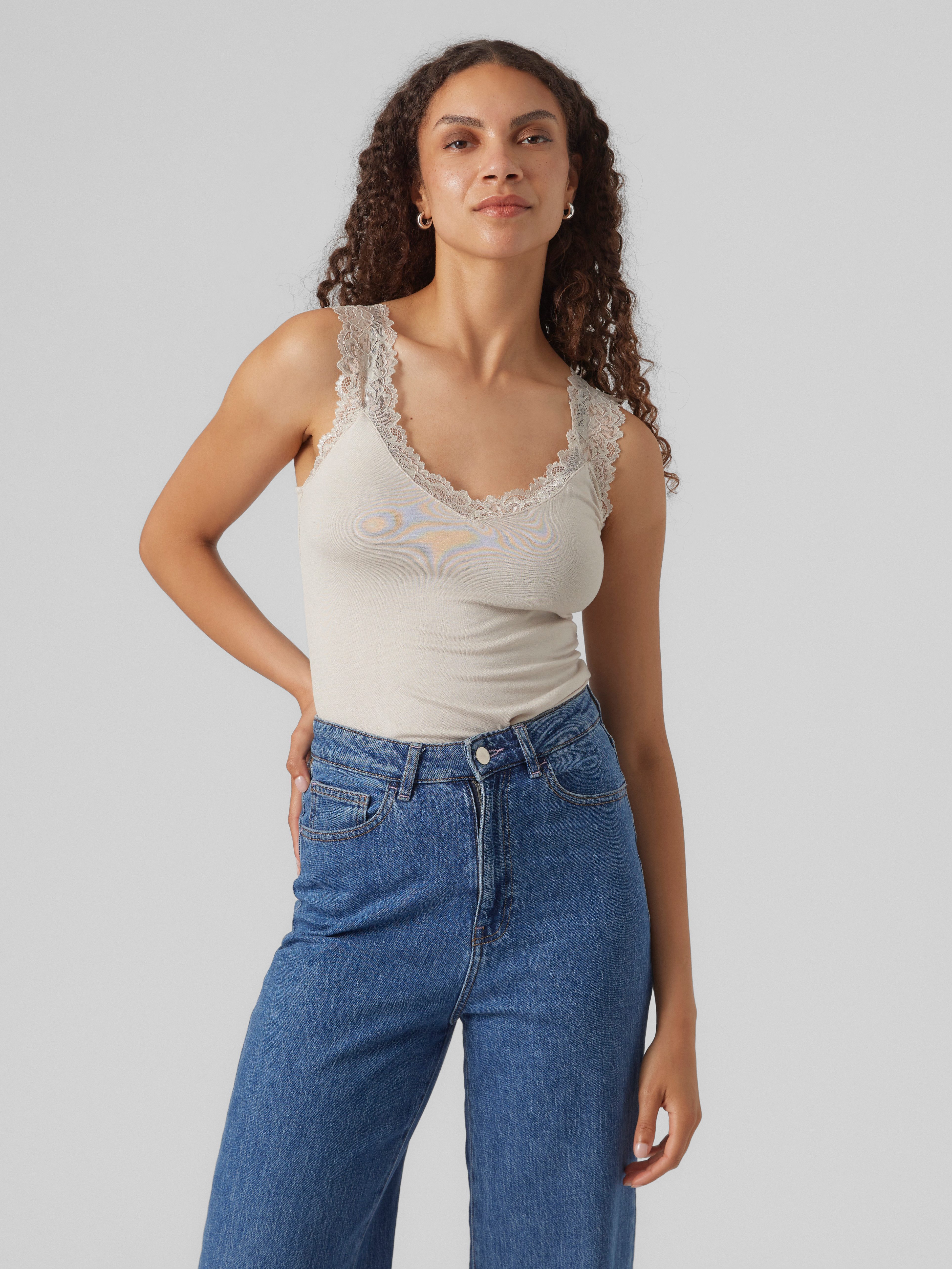 Vero Moda Spitzentop VMROSA SL TOP JRS NOOS Viskosemischung