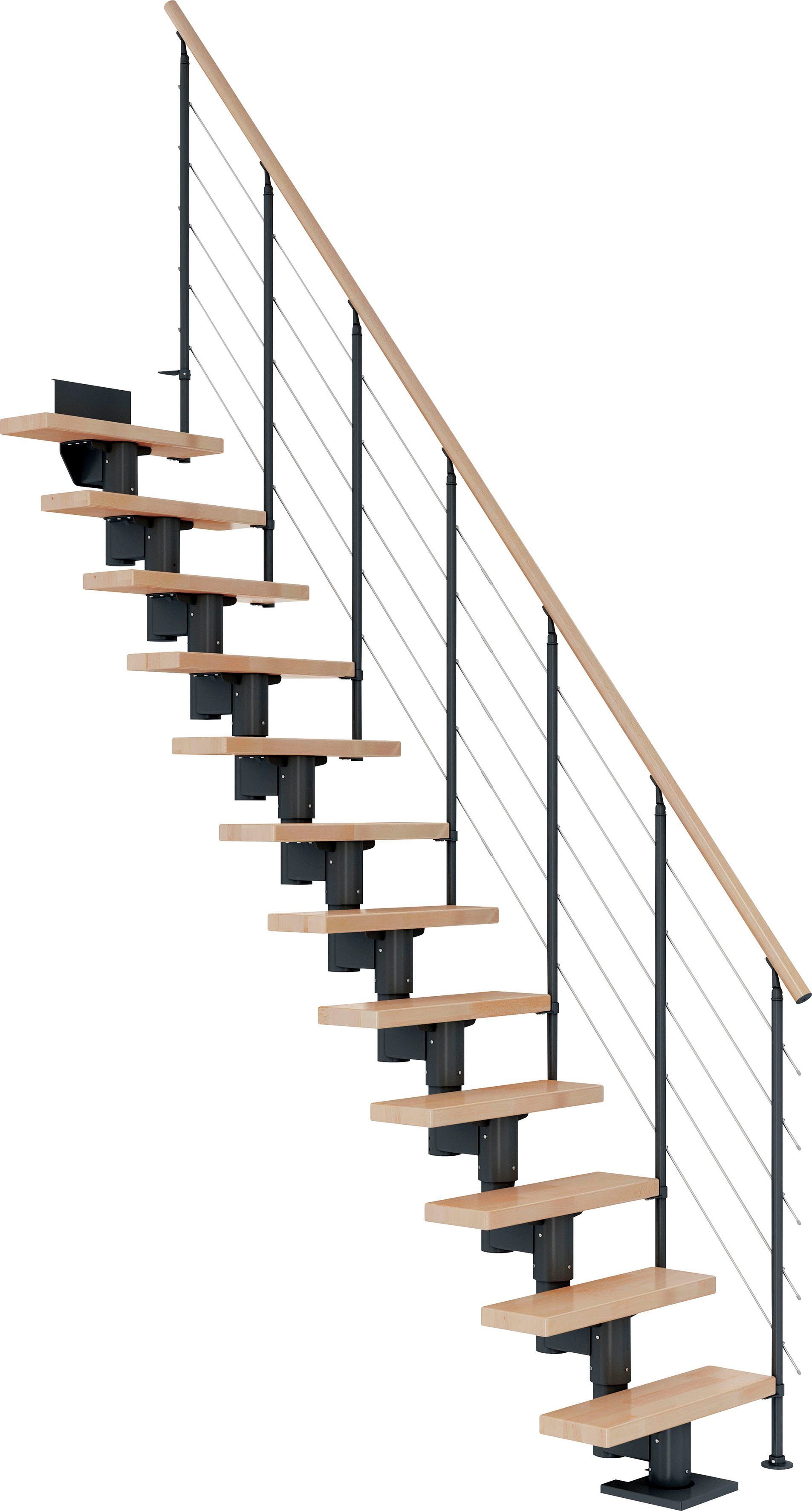 Dolle Mittelholmtreppe Dublin, für Geschosshöhen bis 337 cm, Stufen offen, Buche/Metall
