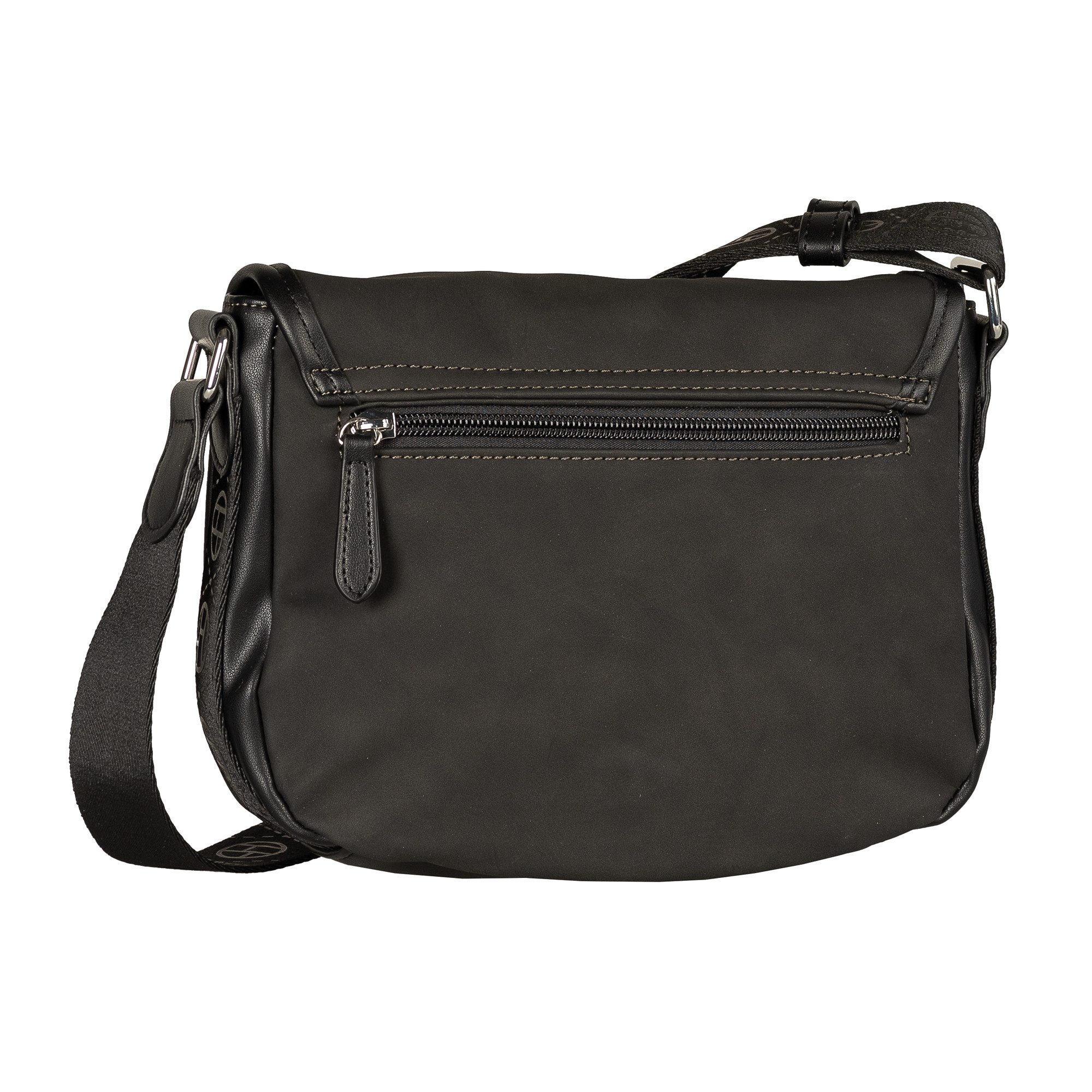 TOM TAILOR Umhängetasche Yara, feines Nubukimtat mit Glattlederimitat sowie Gewebeband mit Logodruck