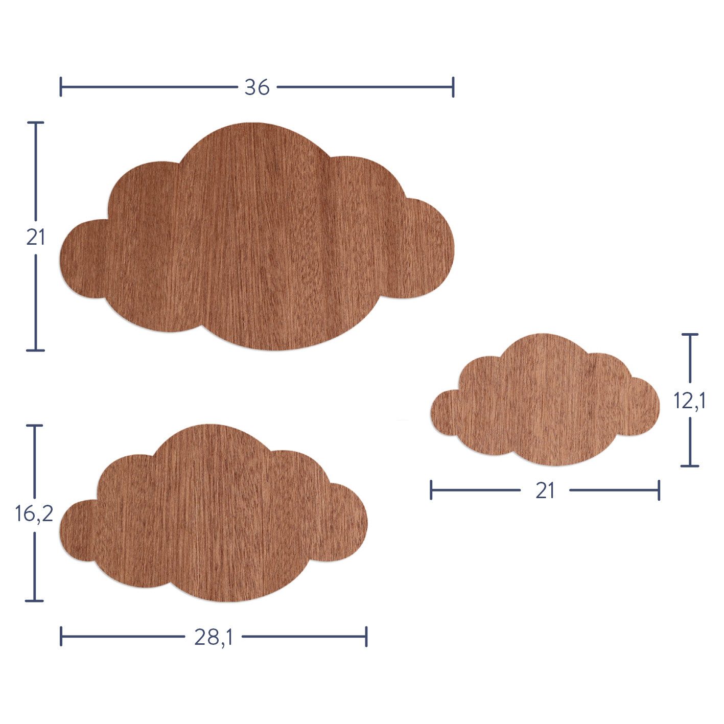 WANDStyle Wanddekoobjekt "Wolken" aus Holz, Mahagoni-Furnier