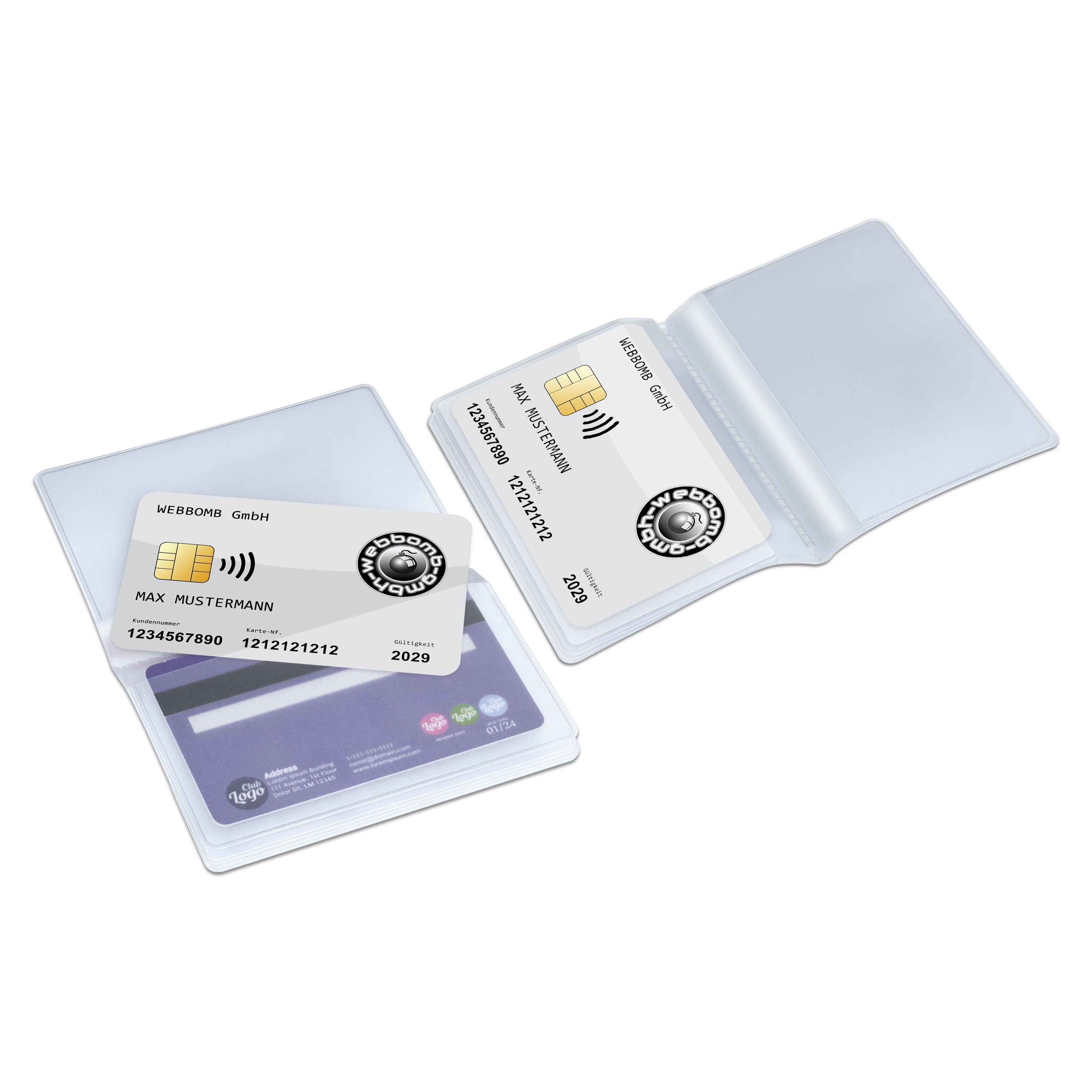 Wallet Etui 10fach Brieftaschen WEBBOMB Einsatz Kartenhalter transparent Kartenetui