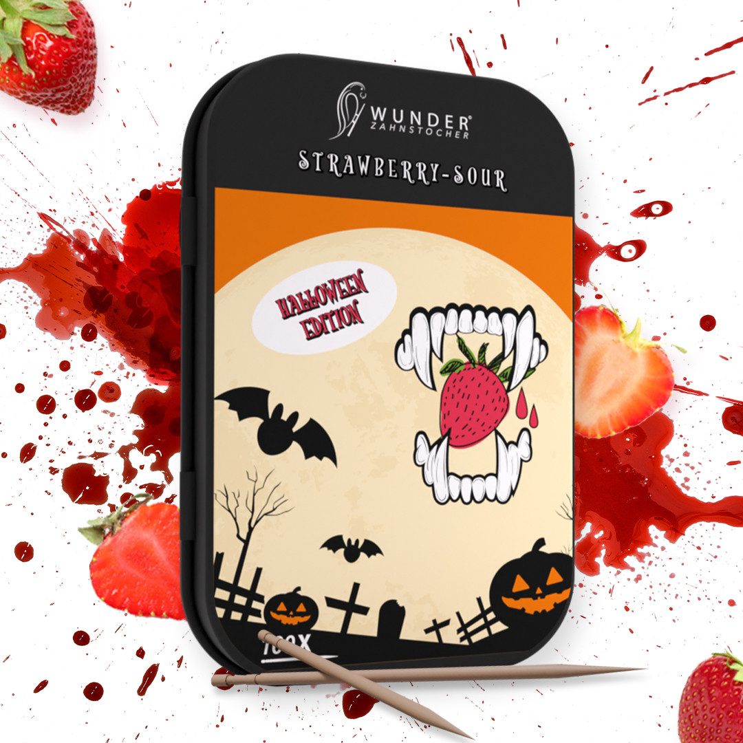 Wunder Zahnstocher Mundpflegecenter Wunder Zahnstocher Halloween Edition – Erdbeer-Sauer Geschmack (100St)