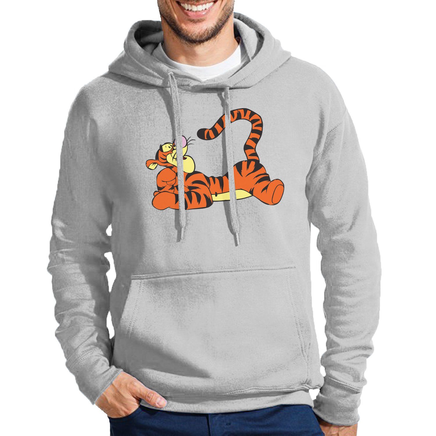 Blondie & Brownie Hoodie Herren Tigger Winnie Pooh Tiger Logo Mit Kapuze Grau