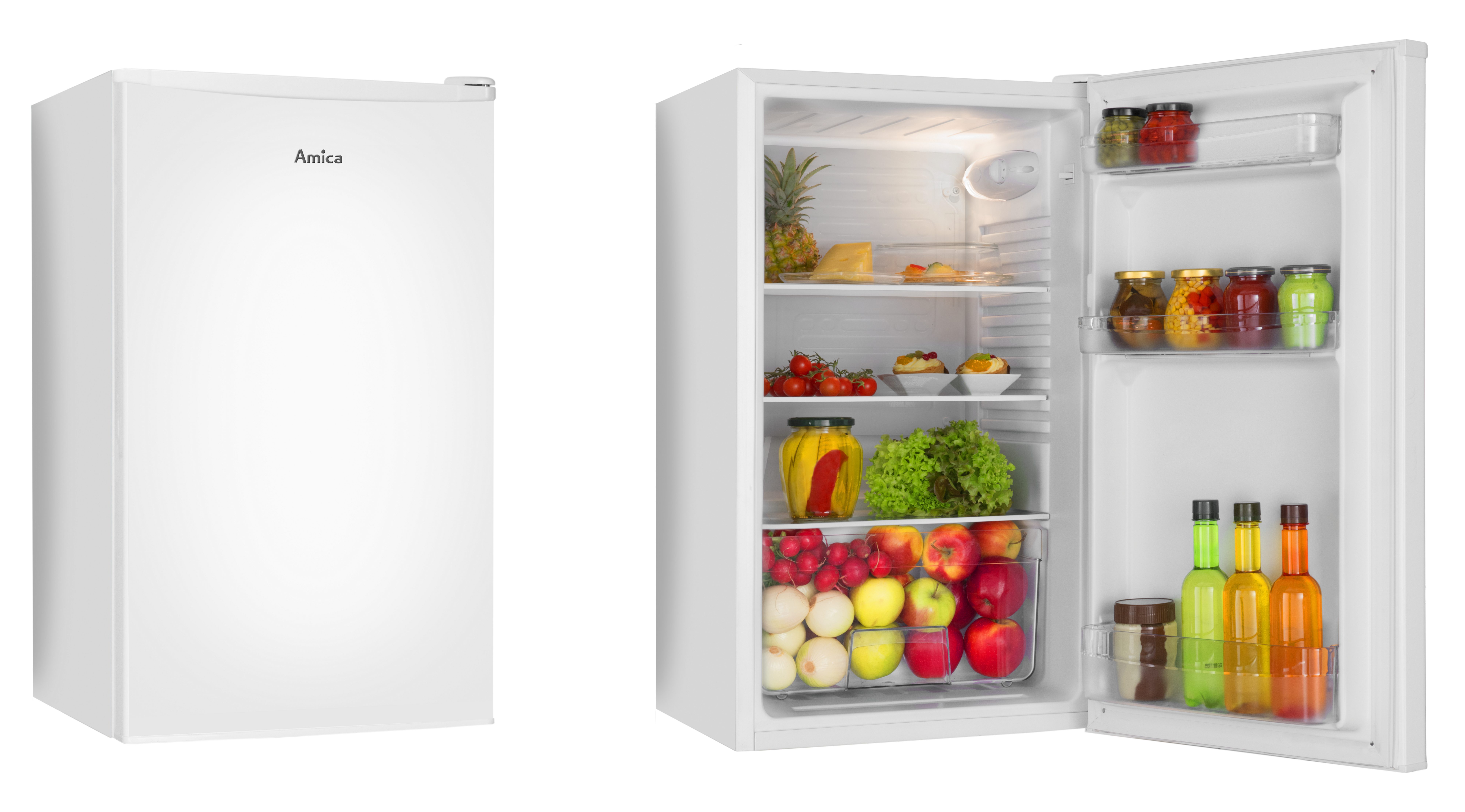 Amica Vollraumkühlschrank VKS 351 155 W, 85 cm hoch, 48 cm breit, Stilvoll, leise, perfekt organisiert – ideal für kleine Räume – Bild 5 von 5