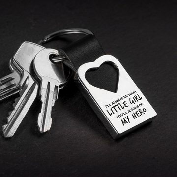 FABACH Schlüsselanhänger Herz Schlüsselanhänger mit Gravur aus Leder - Papa Geschenk - My Hero
