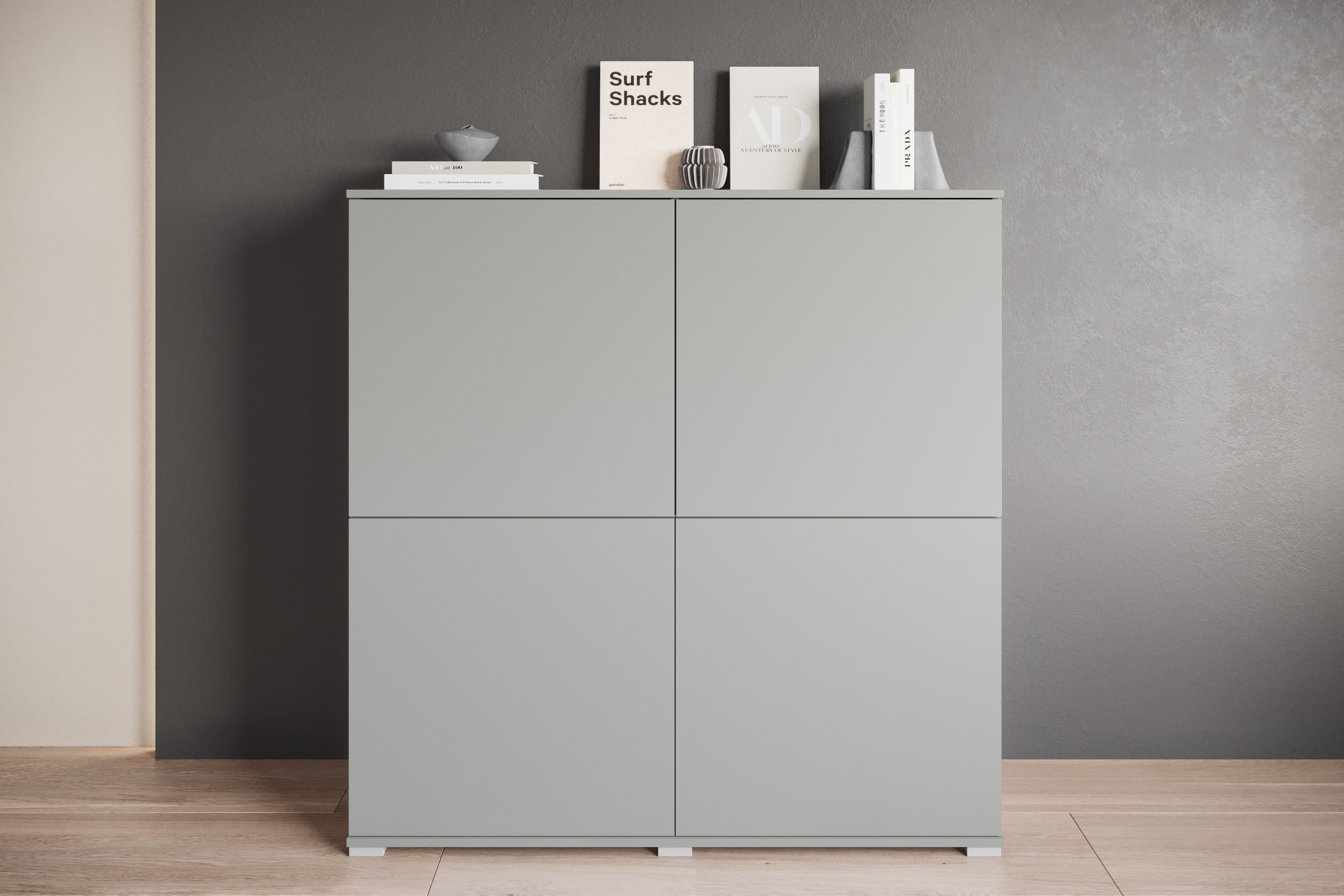 INOSIGN Highboard Kenia, moderne grifflose Hochkommode mit 4 Двери, Breite 120 cm (1 St), Push-to-Open-Fronten, höhenverstellbaren Полки