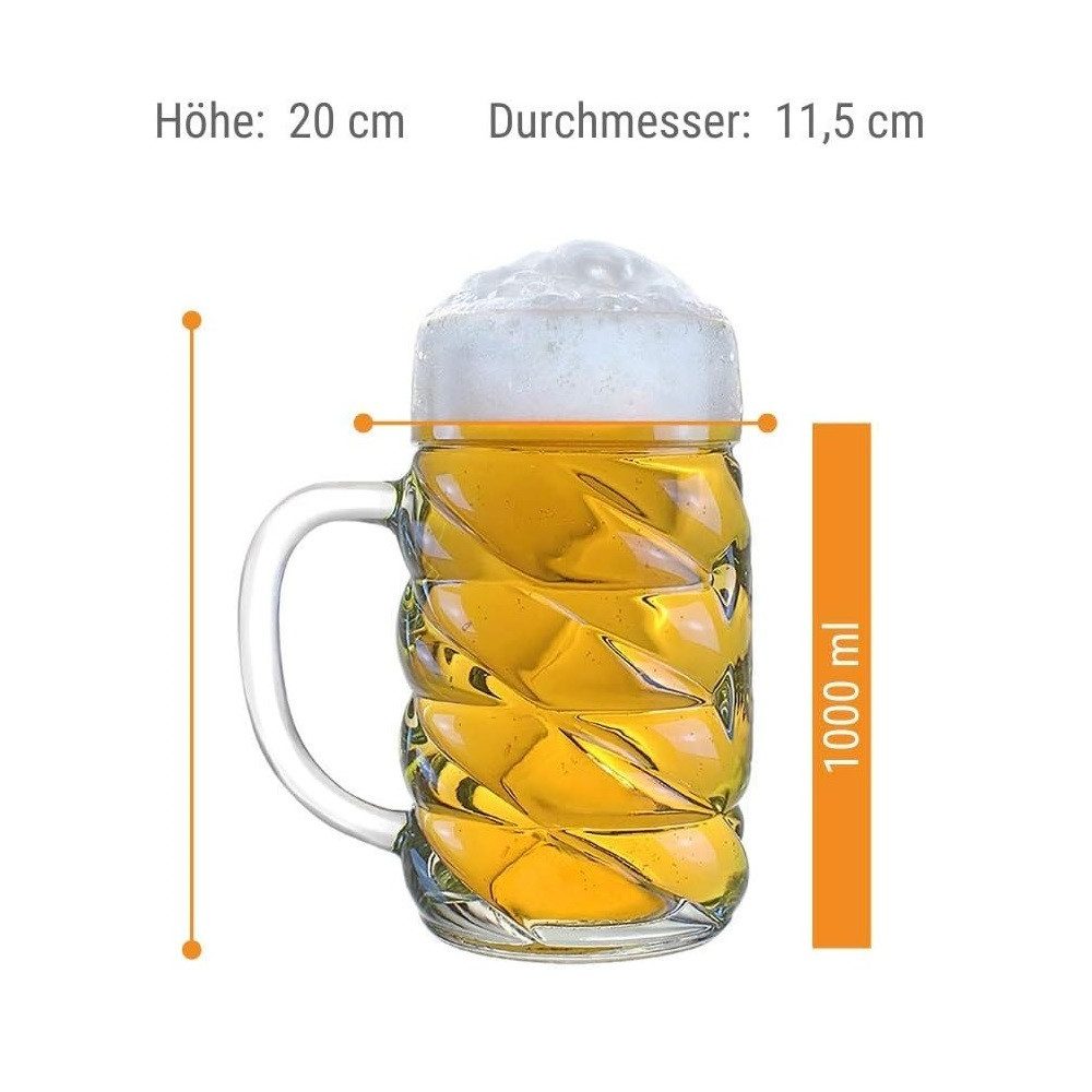 Stölzle-Oberglas Bierglas Stölzle Oberglas Diamond Bierkrug 1,0 l 6er Set, Kristallglas