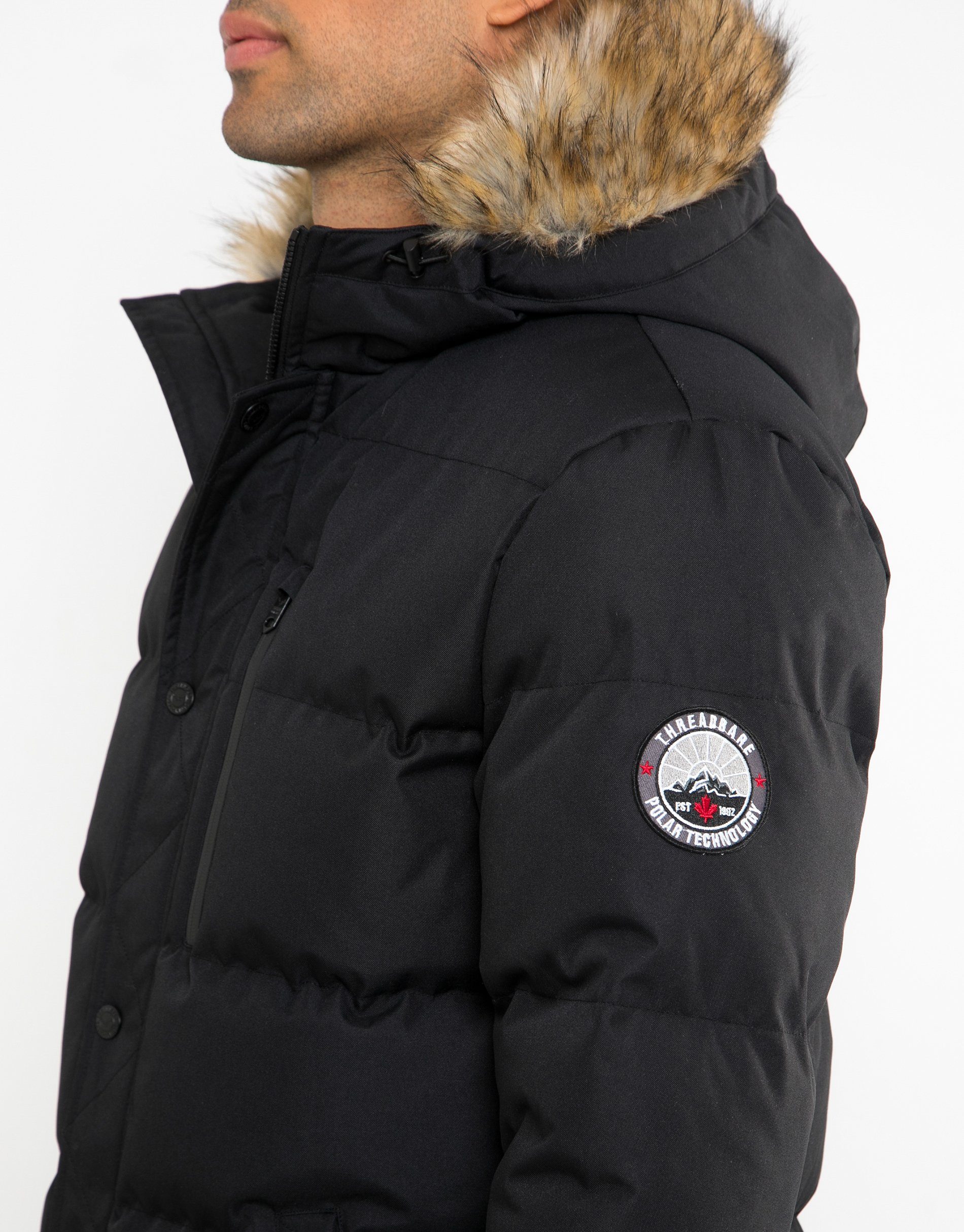 Threadbare Winterjacke Global Standard Black- zertifiziert Jacket (GRS) Padded Arnwood THB Recycled schwarz