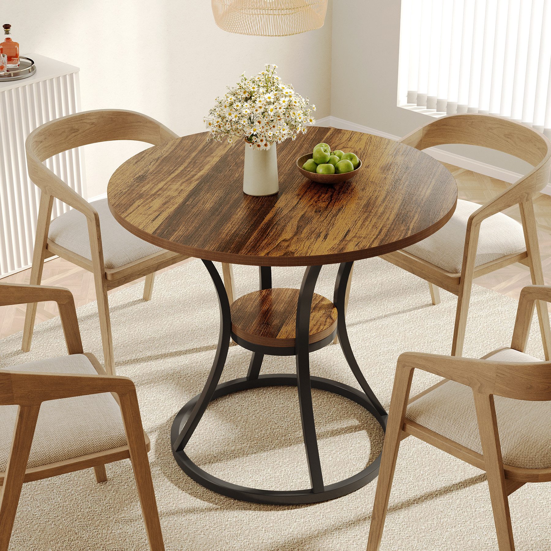 Tribesigns Esstisch Esstisch 80 cm Kleine Runder Tisch holz für Esszimmer Wohnzimmer – Bild 3 von 5