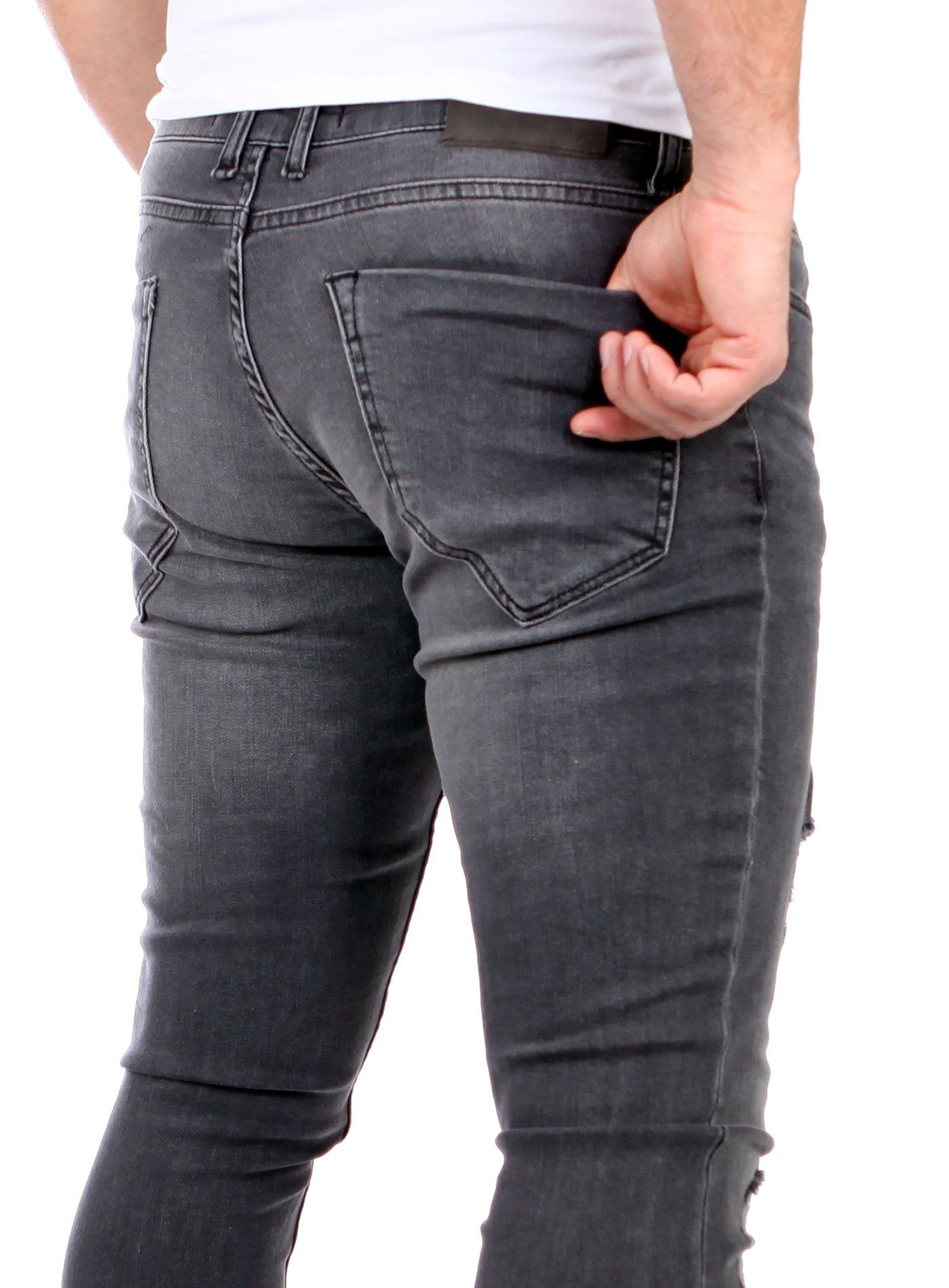 Reslad Destroyed-Jeans Reslad Jeans Herren Destroyed Look Slim Fit Denim Stretch Jeans-Hose Destroyed Look Slim Fit Jeans