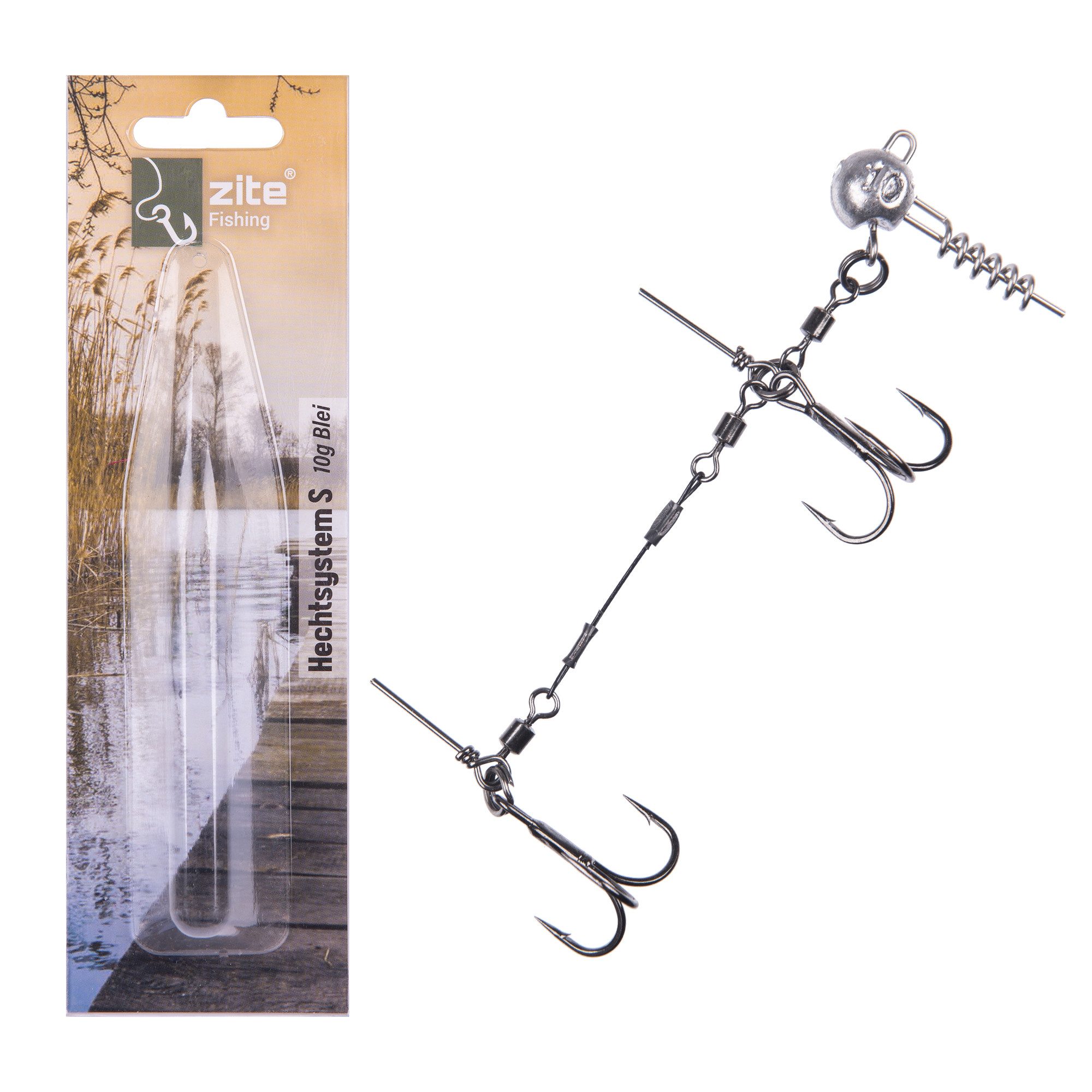 Zite Drillingshaken Hechtsystem S 9 cm 5-20g Blei Gummifisch 15-20cm Angeln Fertigmontage