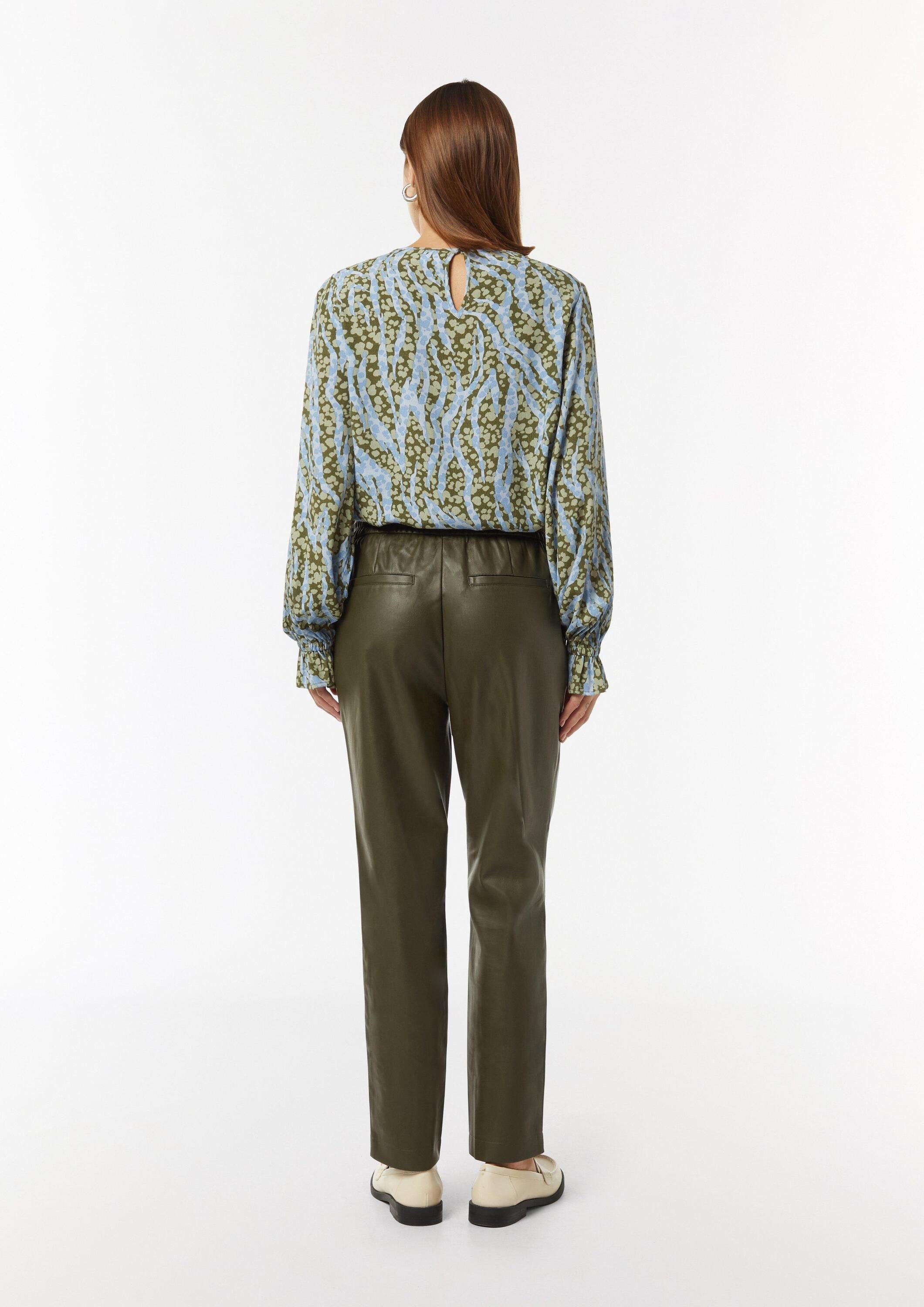 comma Langarmbluse Bluse Gemusterte Bluse mit Volant-Details