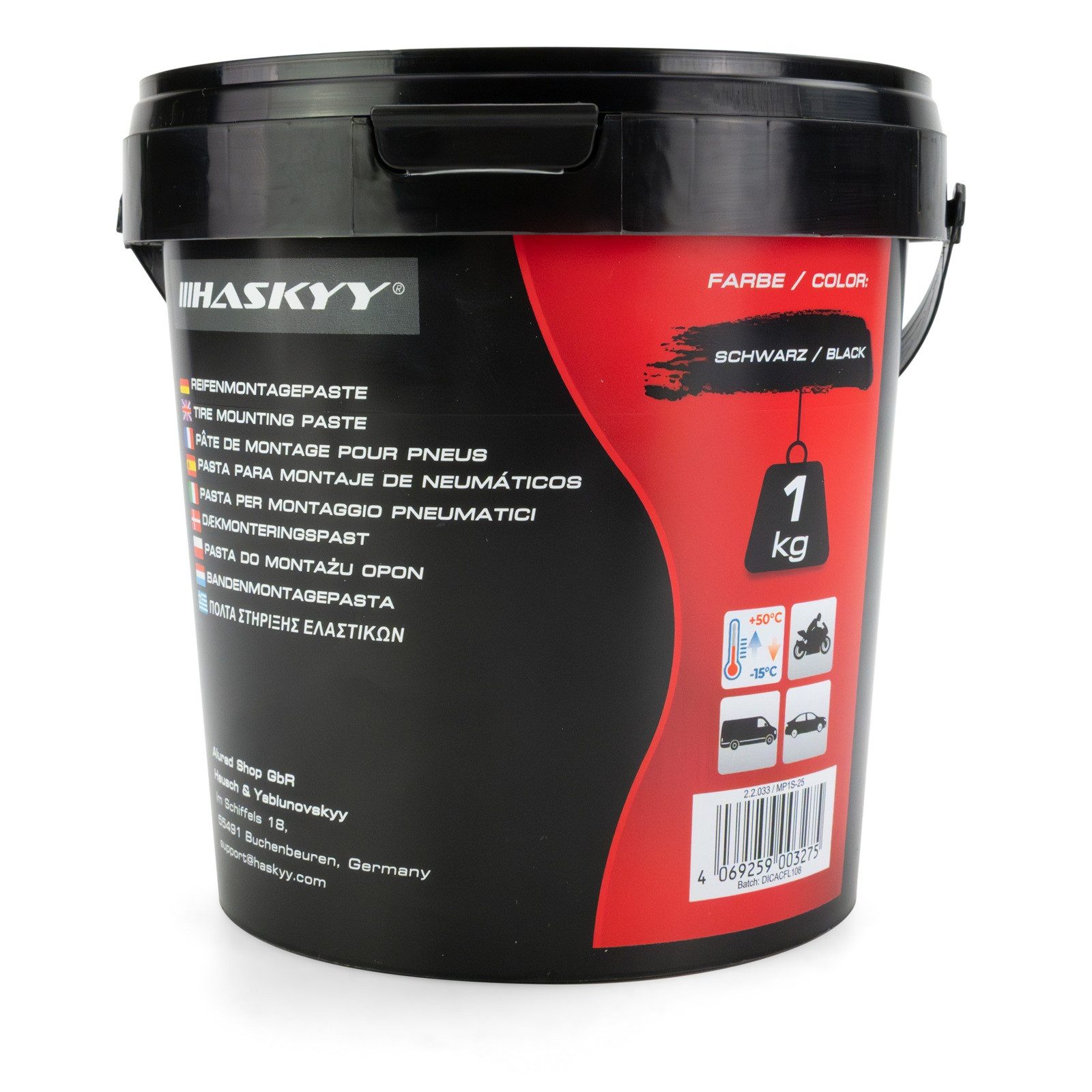 HASKYY Reifenmontagemaschine HASKYY Reifenmontagepaste 1kg Schwarz Montagepaste Reifenmontage Eimer